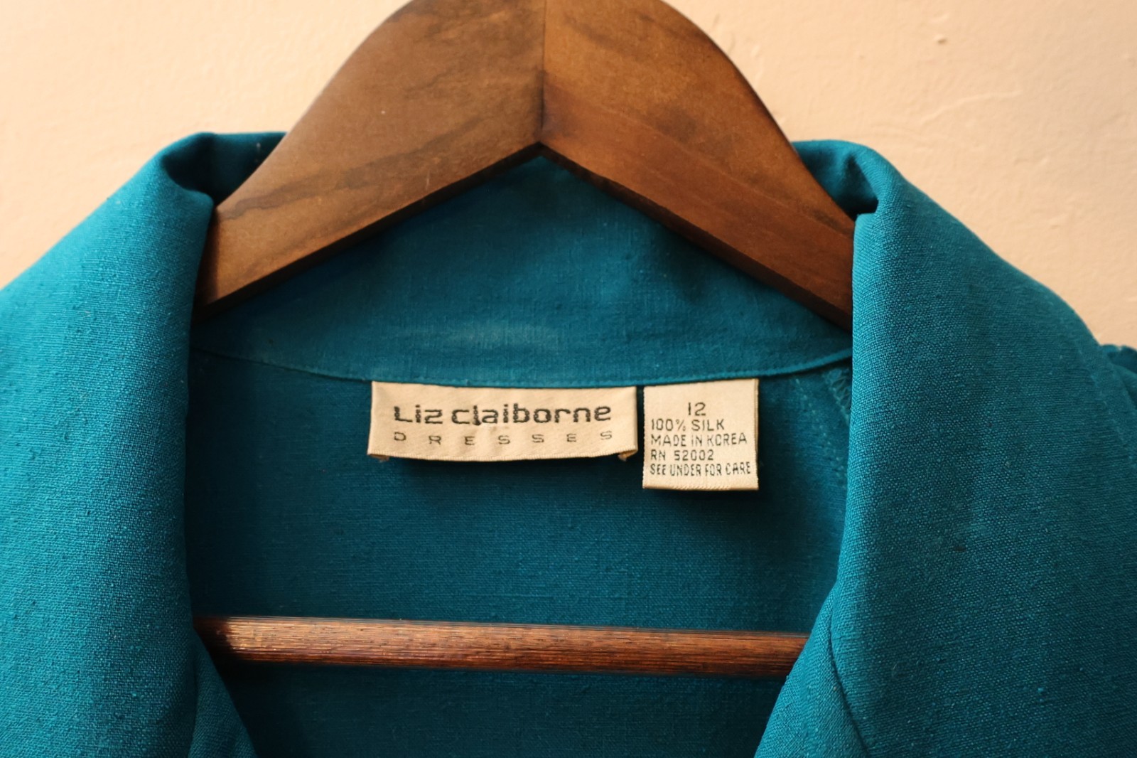 ✨ VTG 100% Silk Wrap Claiborne Midi Blue Green Dress Sz 12 Summer Quiet Luxury