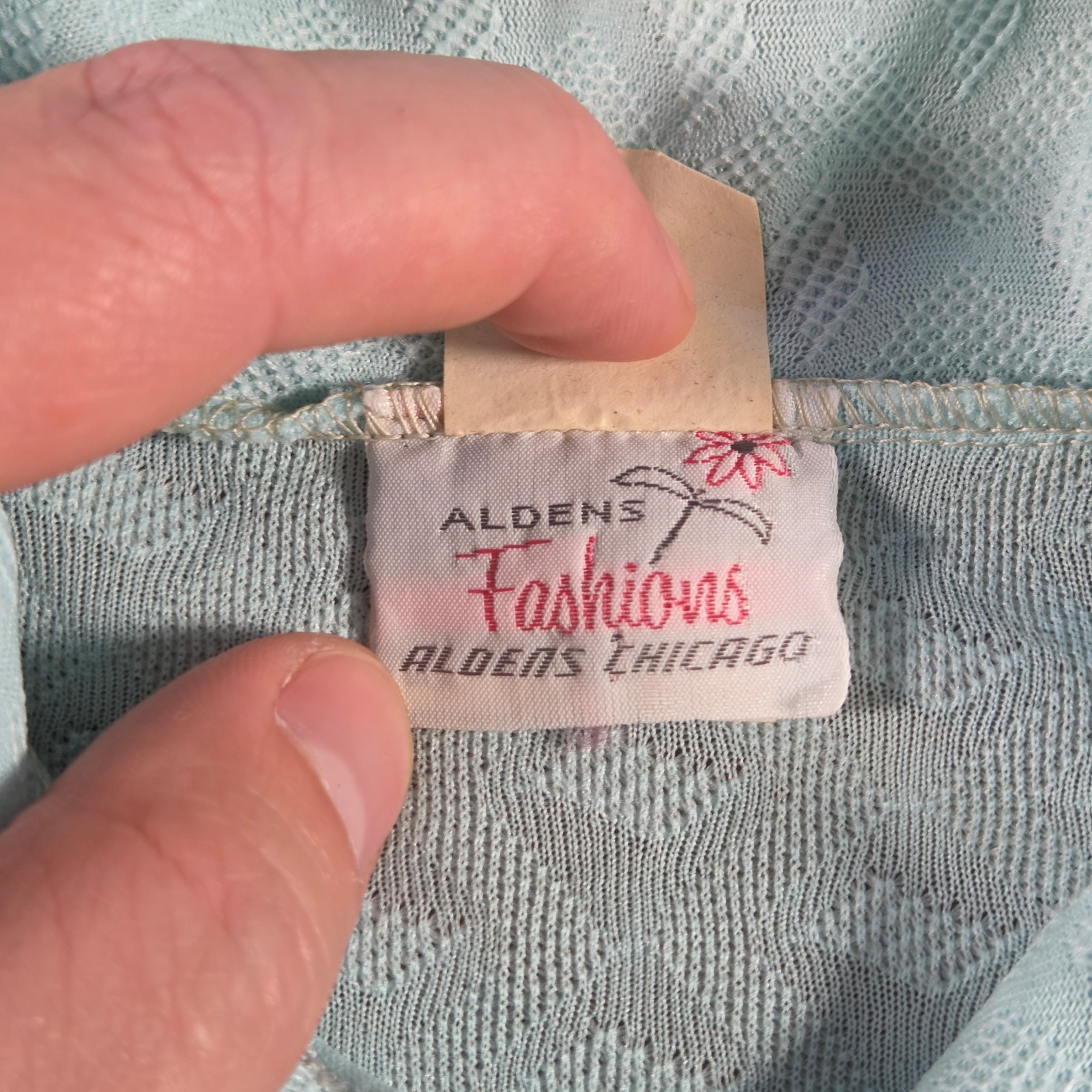 Vintage Aldens Fashions Top Womens Medium Blue Romper Pleated Long Sleeve
