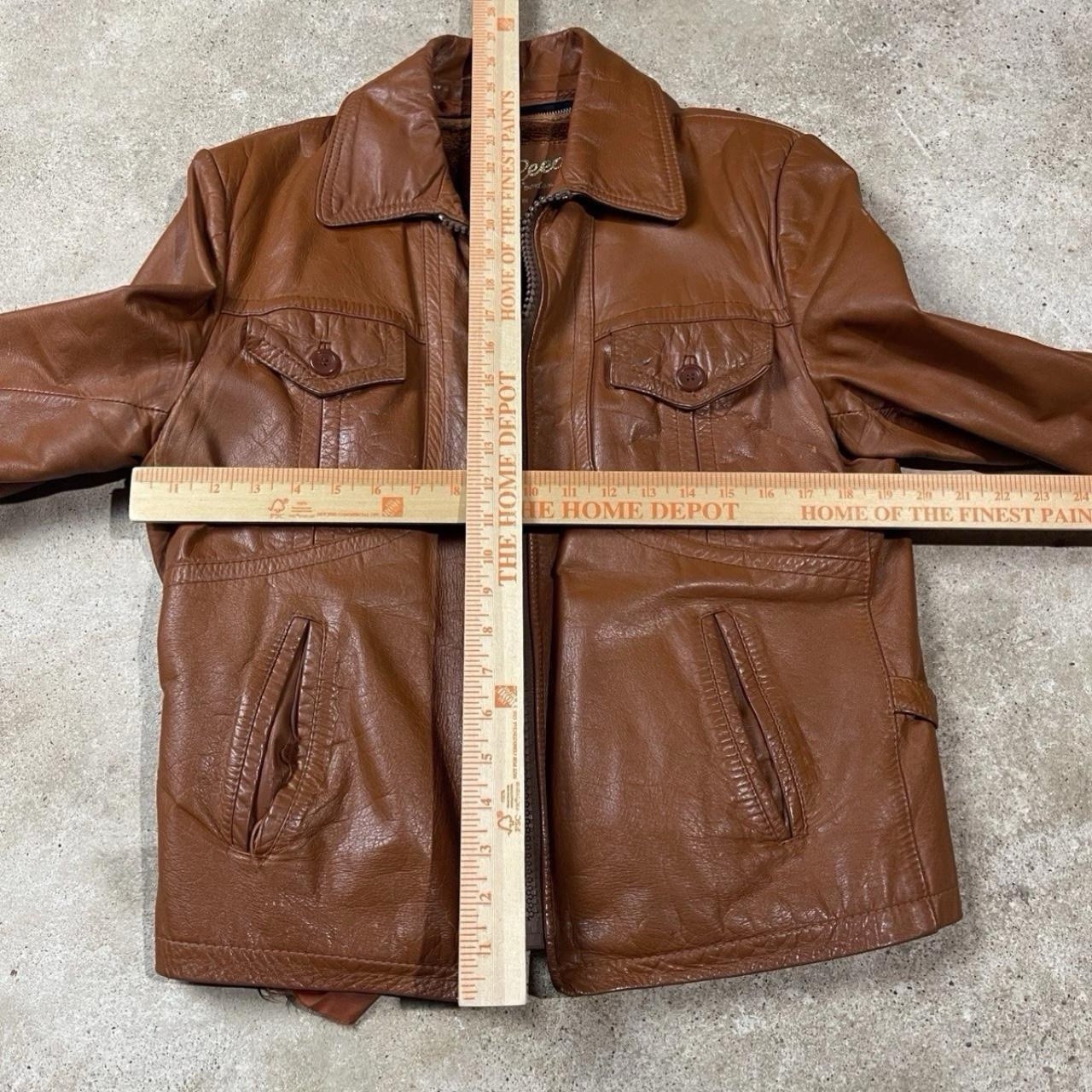 Vintage 60s Reed Leather Jacket Western Burnt Orange Zip Up Biker Mod Size 40 M