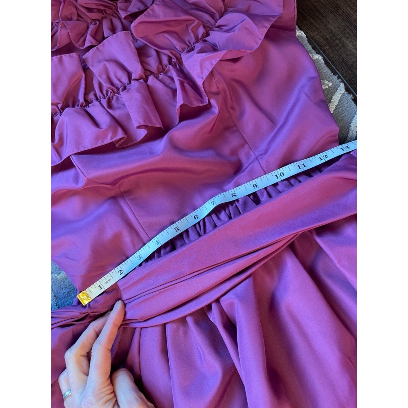 Vintage Handmade Ruffled Maxi Dress Magenta Full Skirt Size 4