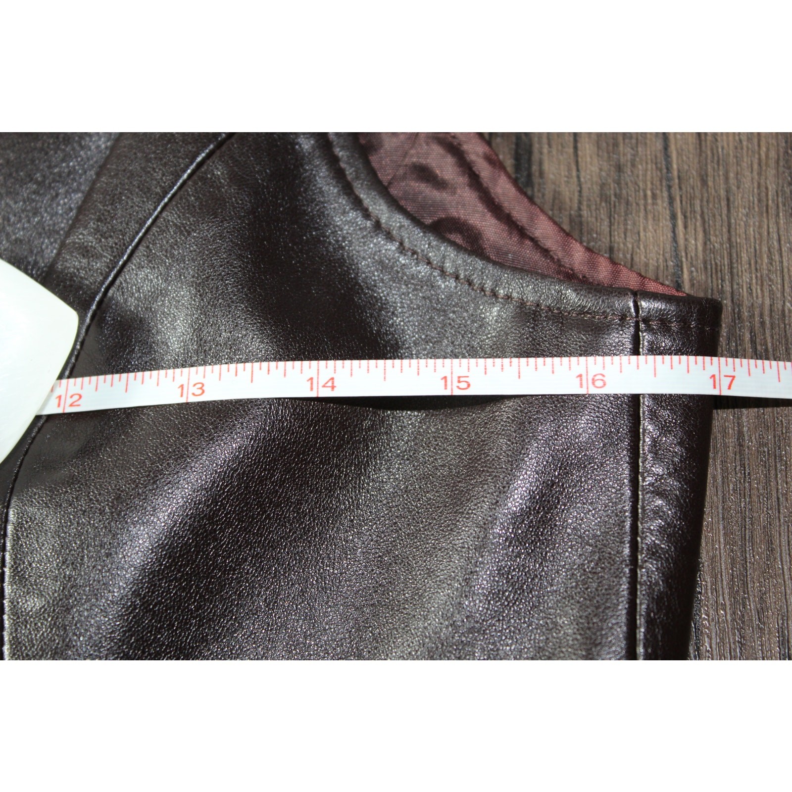 Vintage Nanette Lepore Brown Leather Fitted Vest Top Flattering Black Zipper 10