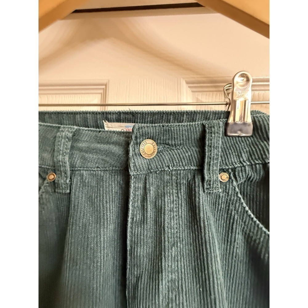 Cali 1850 Corduroy Pants Women 5 Teal Green High Rise Wide Leg Retro Boho