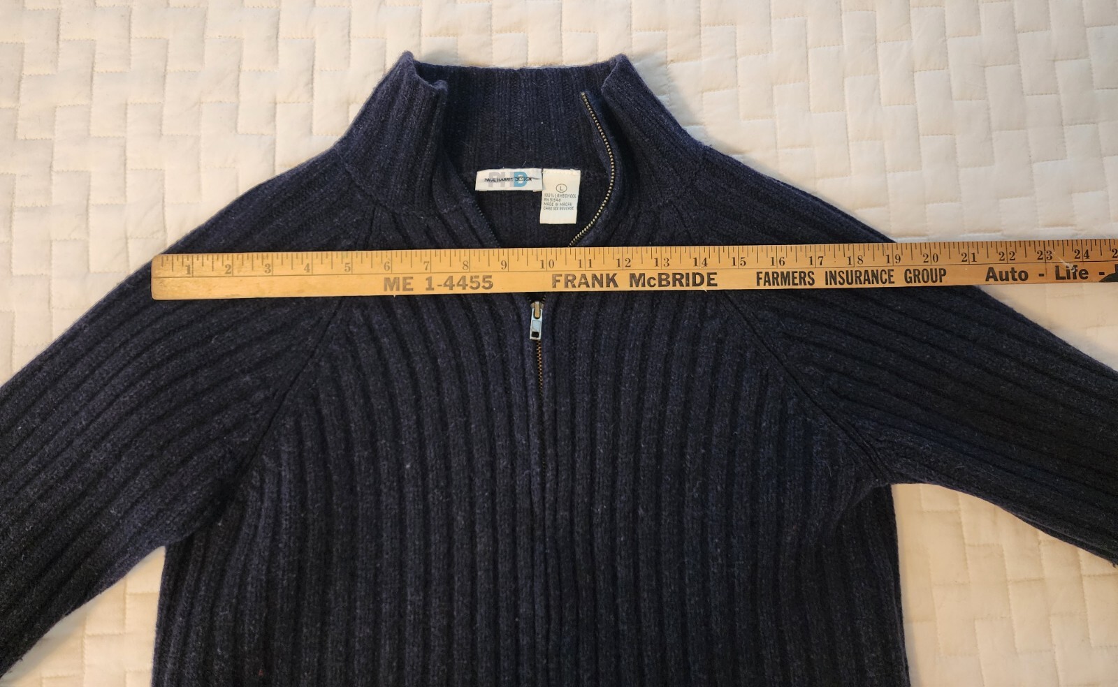 Paul Harris Design 100% Lambswool Size Large Sweater Blue Long Sleeve Vintage