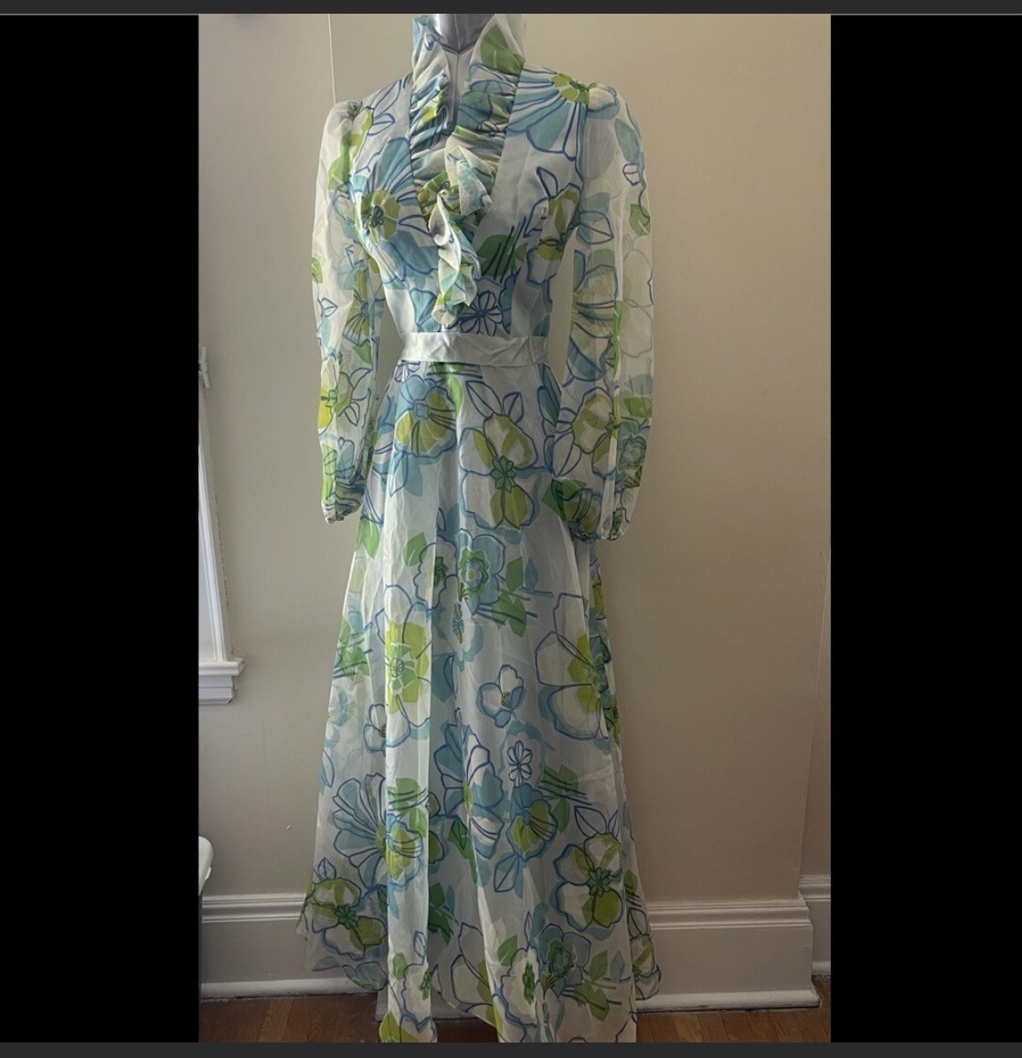 Vintage Nu-mode 1970s Floral Floor Length Dress