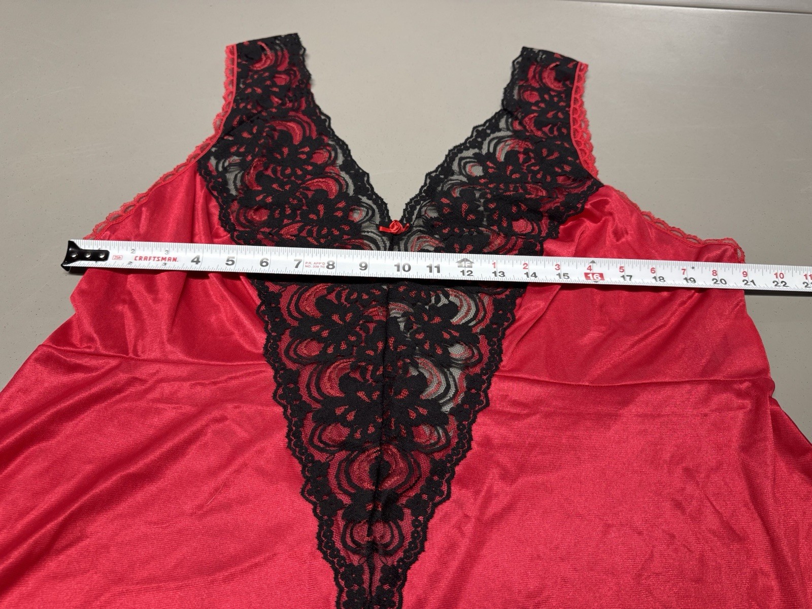 Vtg Fashion Bug Lace Swing Dress Red/Black Lace Sexy Sz 3X Nylon Fairy Silky