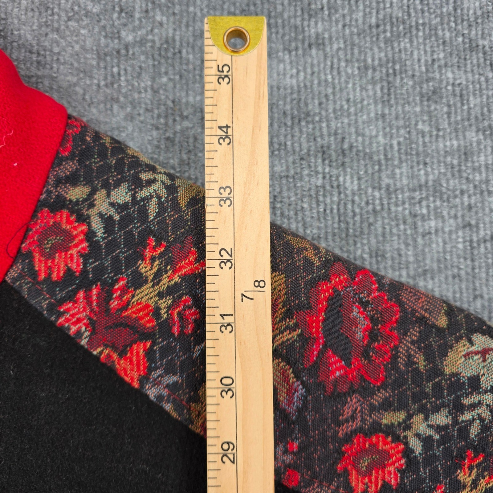 Lady Suzette Vintage Colorblock Floral Tapestry Bomber Jacket Black Red USA Made