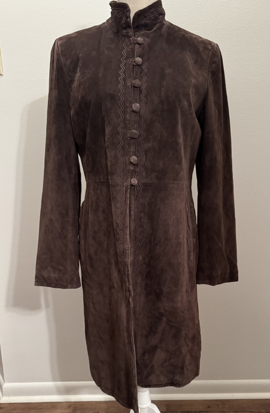 Vintage 70s style dark brown suede leather Enzo Angiolini jacket! Sz. Medium.