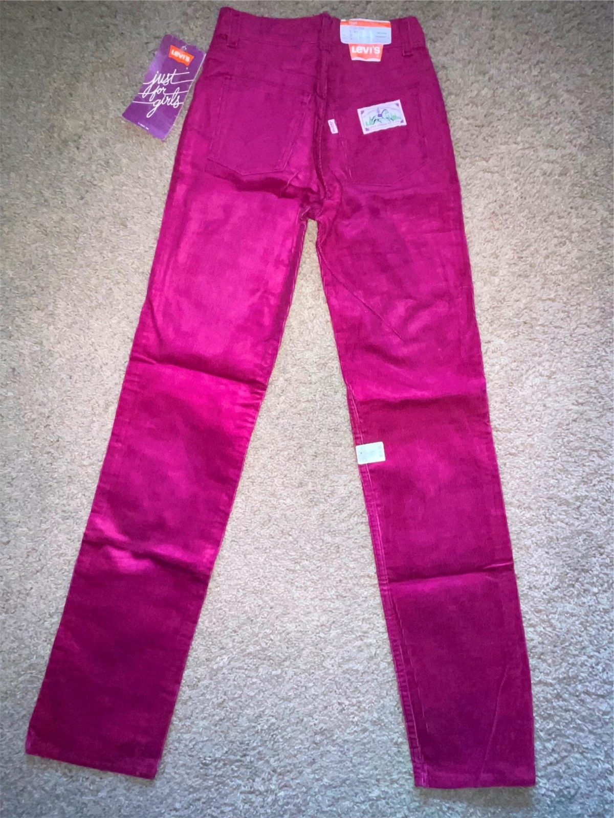 VTG 80S NEW WOMENS GIRLS 6 24 X 32 LEVIS FUSCIA PINK CORDUROY DENIM JEANS PANTS
