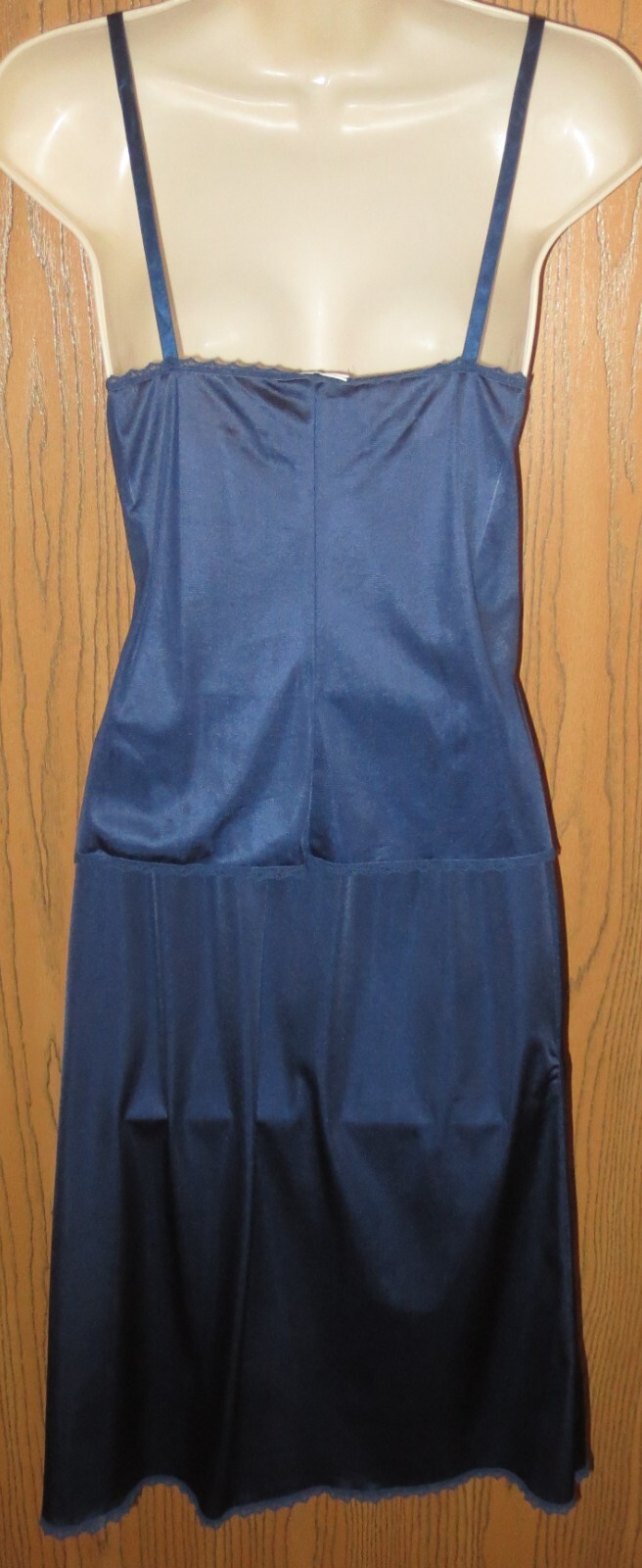 APPLAUSE mint MIDNIGHT BLUE 1980s LACE TOP NYLON half slip camisole set S / 34