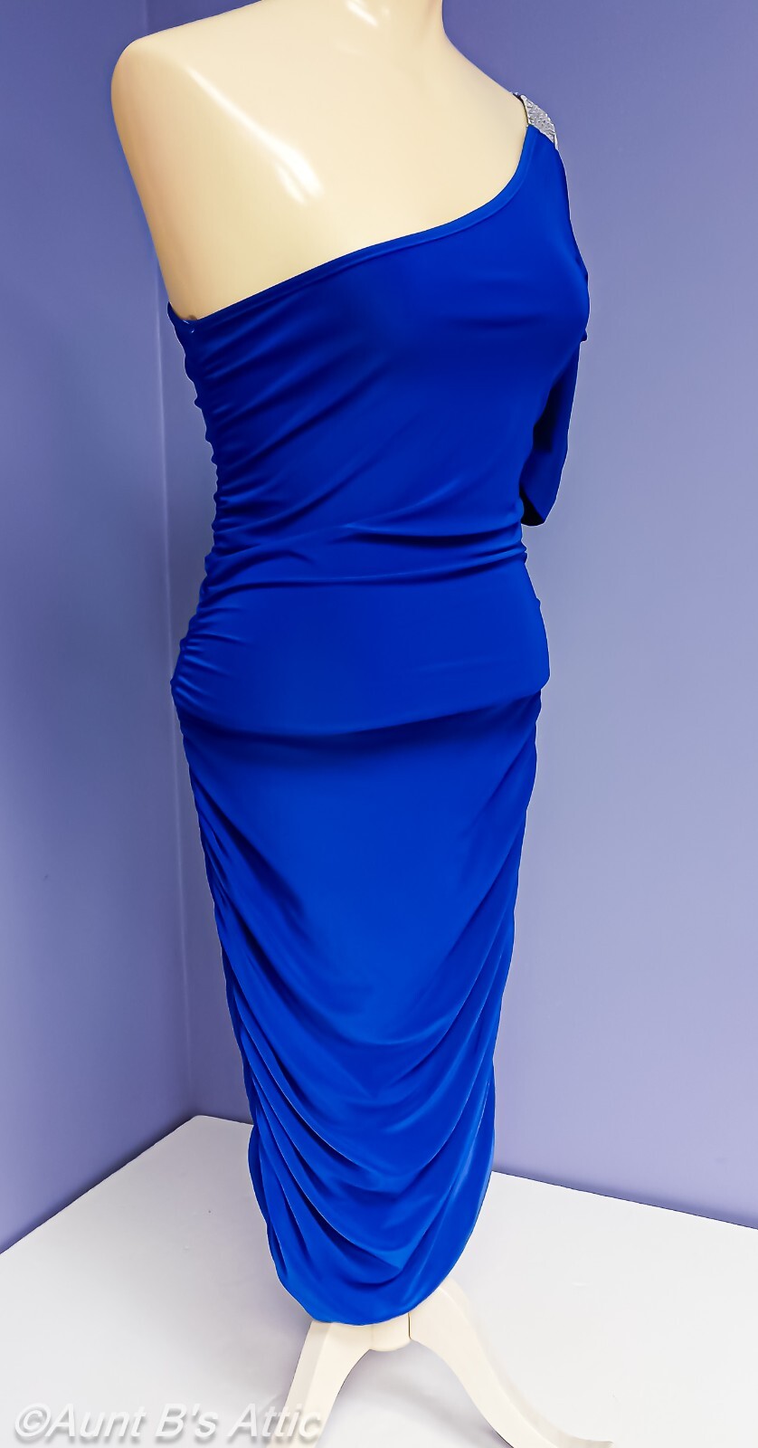 Dress Vintage 90’s-Y2K Blue Sexy Body Con One Shoulder Ruched Party/Club Dress M