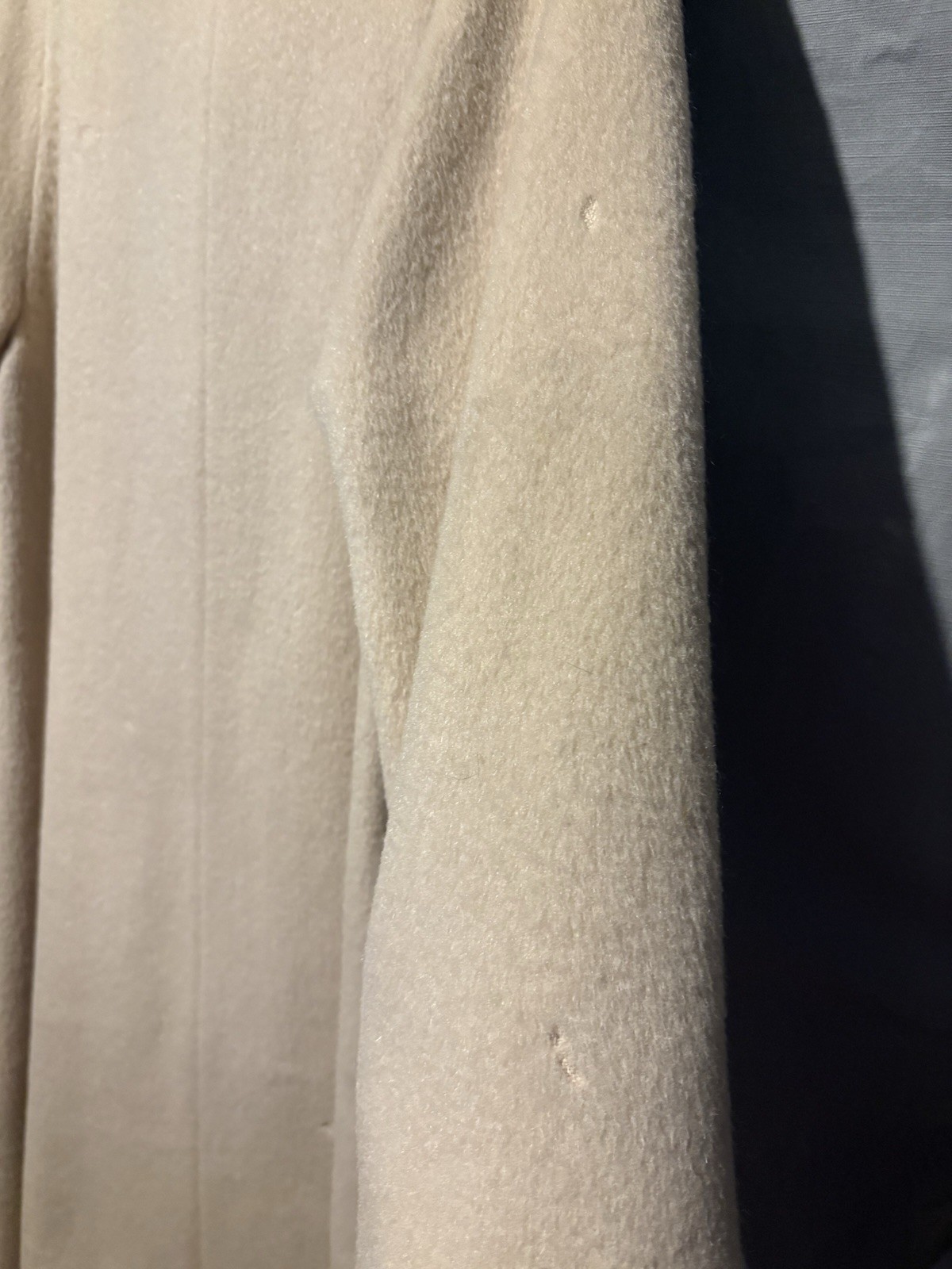 Vintage Forstmann Beige Wool Coat with Mink Fur Collar Small Some Damage!