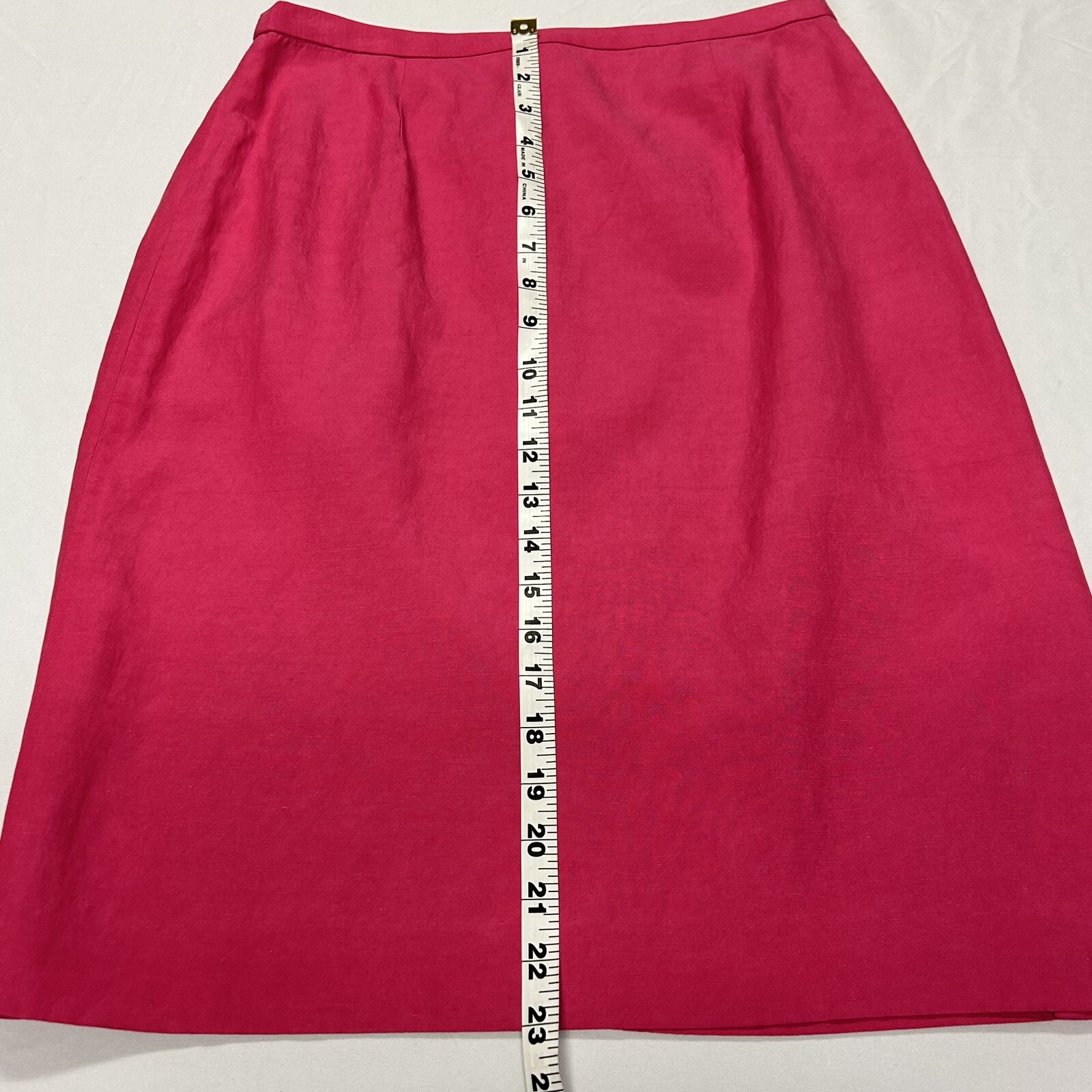 David Warren Petites Vintage Pencil Skirt Silk Linen Size 8P Lined Zip Pink 90s