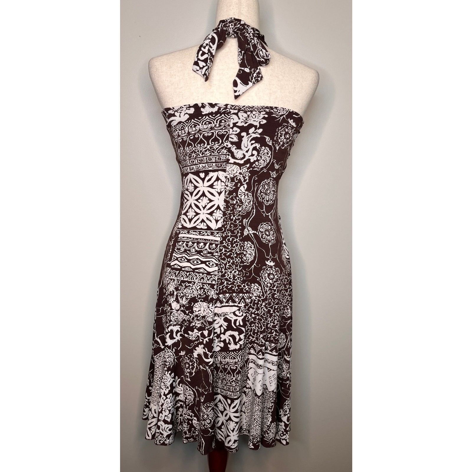 2000s Y2K Ruby Rox Hawaiian Fairy Whimsigoth Babydoll Patchwork Halter Dress M