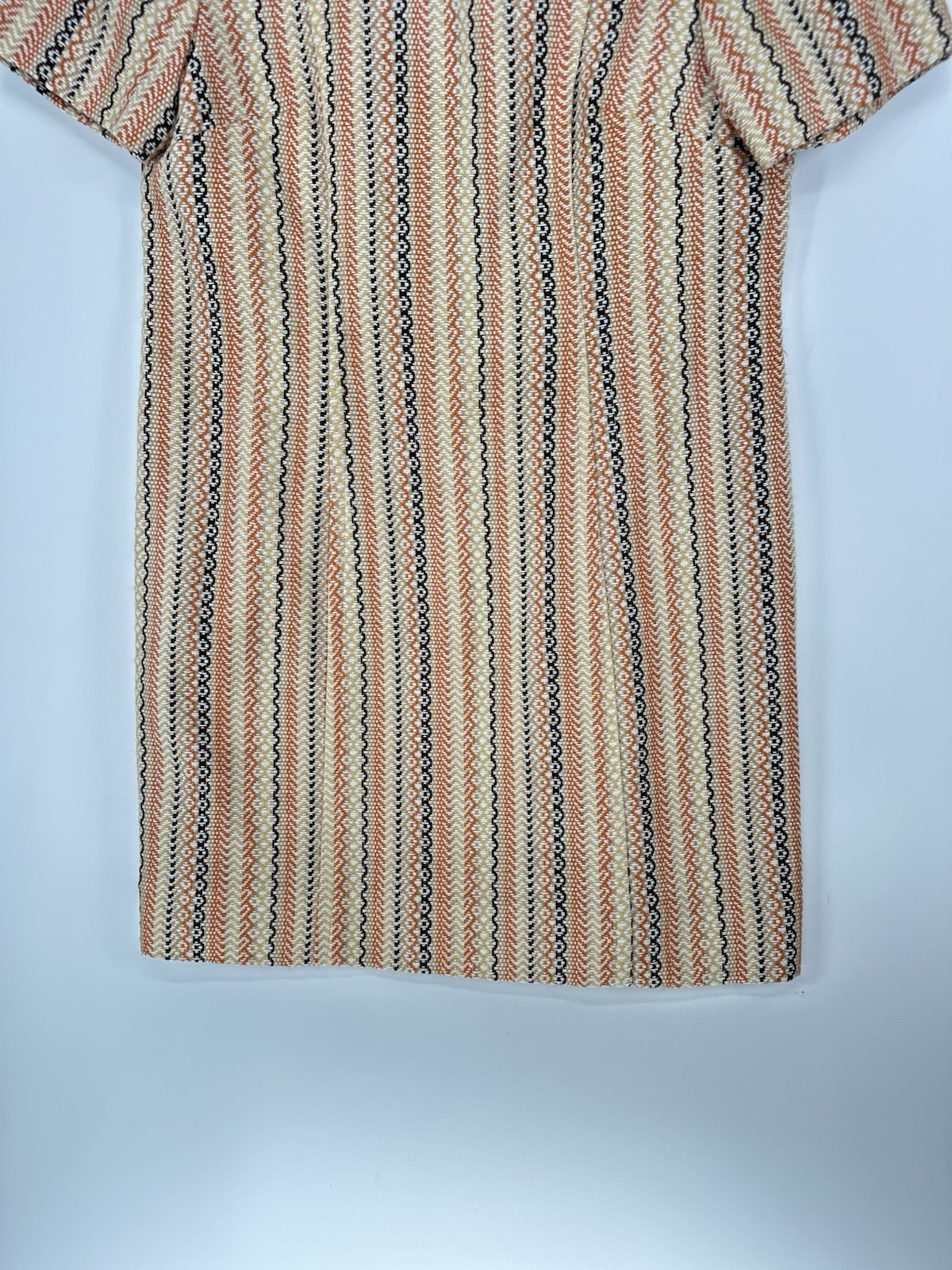 Tailor Mitsui Shift Dress S M BeigeOrange Striped Vintage 60s 70s 80s Women Girl