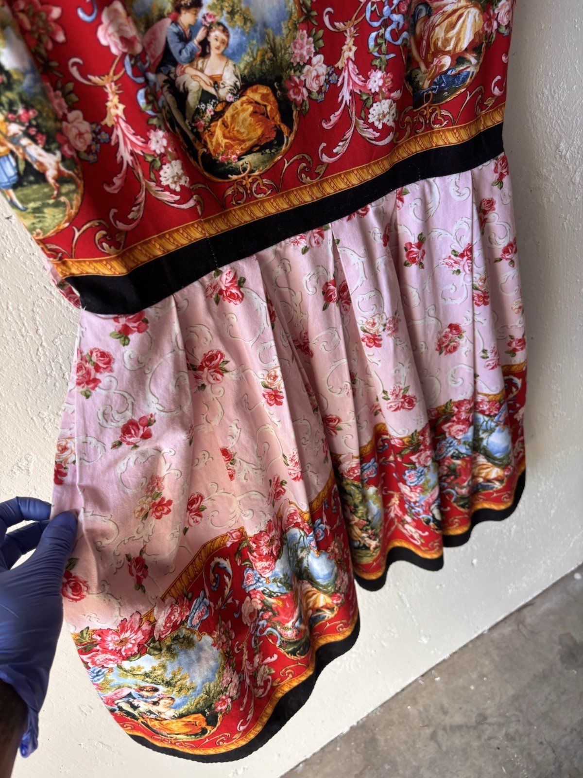 Bernie Dexter Women’s XL Dress Pin Up Fit Flare Renaissance Romance Manor Print