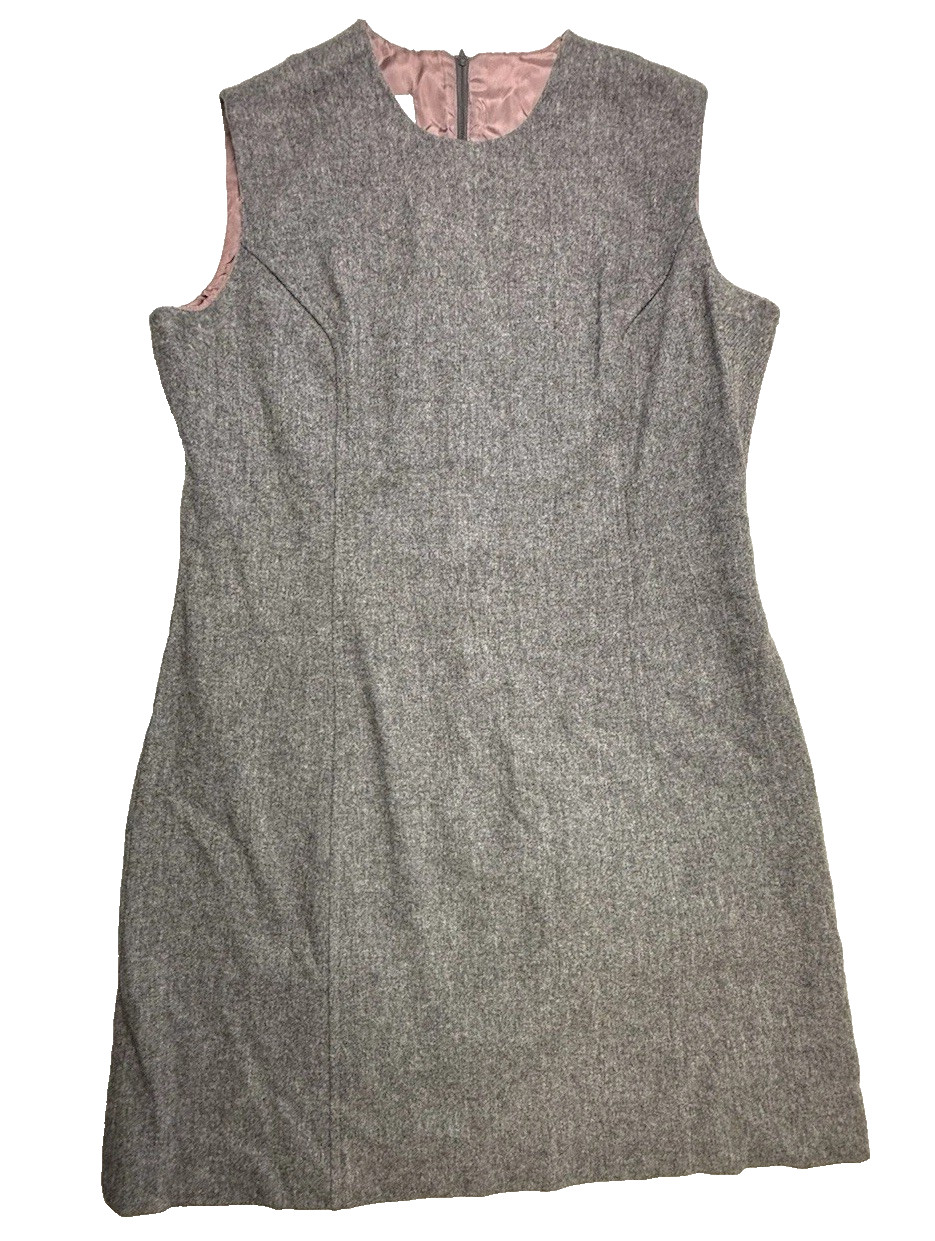 Vtg 60’s Gray Wool Dress College Town of Boston 42 inch bust Collegiate Preppy