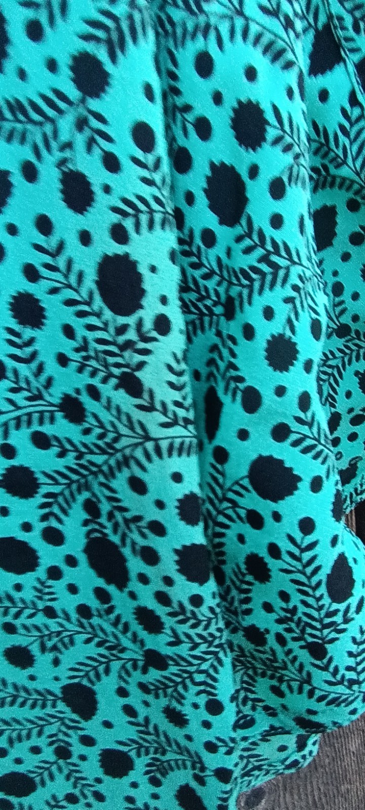 Evento Vintage Dress Womens L XL Turquoise Black Floral Pattern Italy Dress