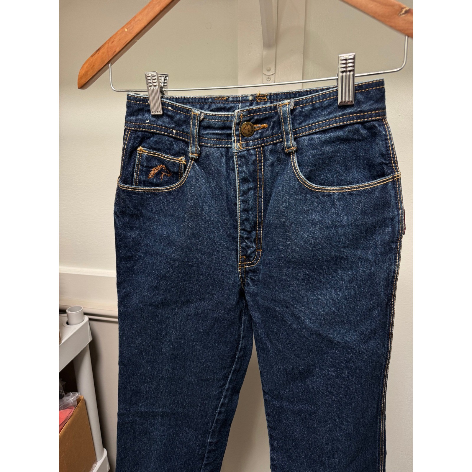 Jordache Jeans Womens 27 Blue Vintage High Rise Heart Pocket Straight Leg Denim