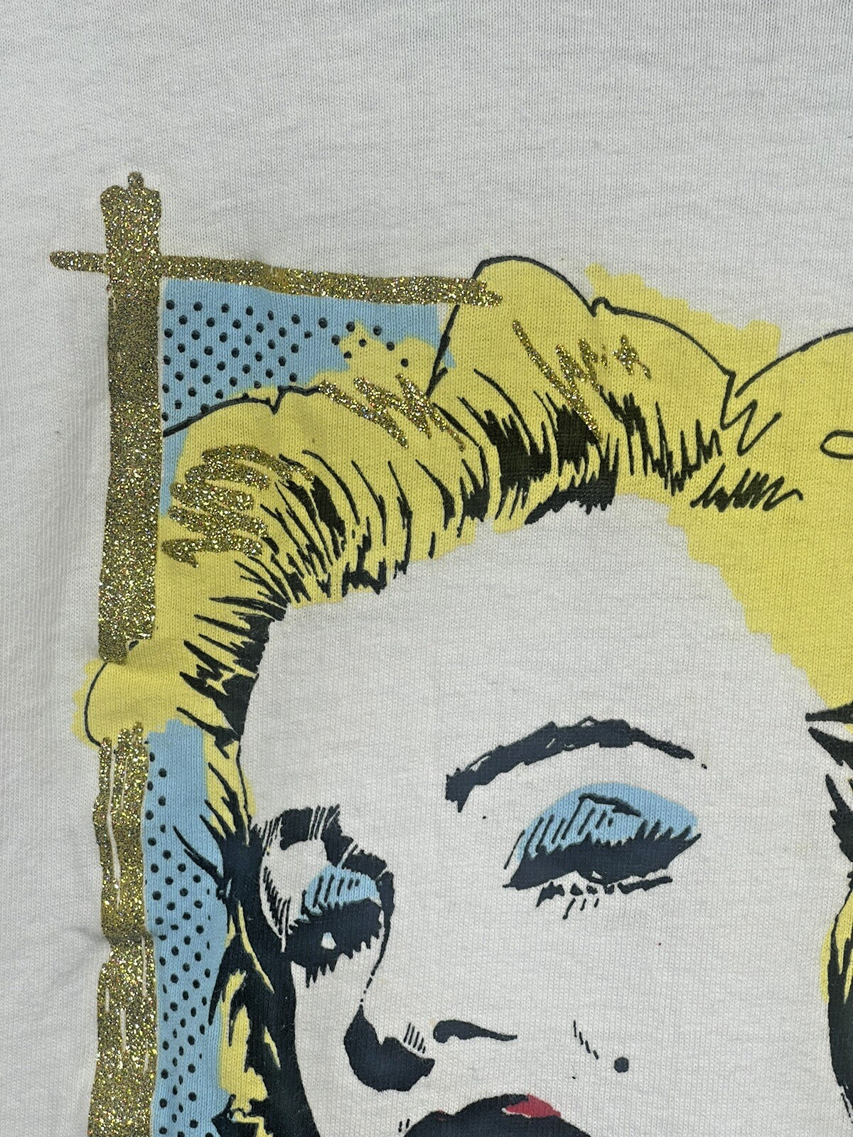 VTG Y2K US Large Diamond Dust Marilyn Monroe White Graphic T-Shirt 90’s Grunge