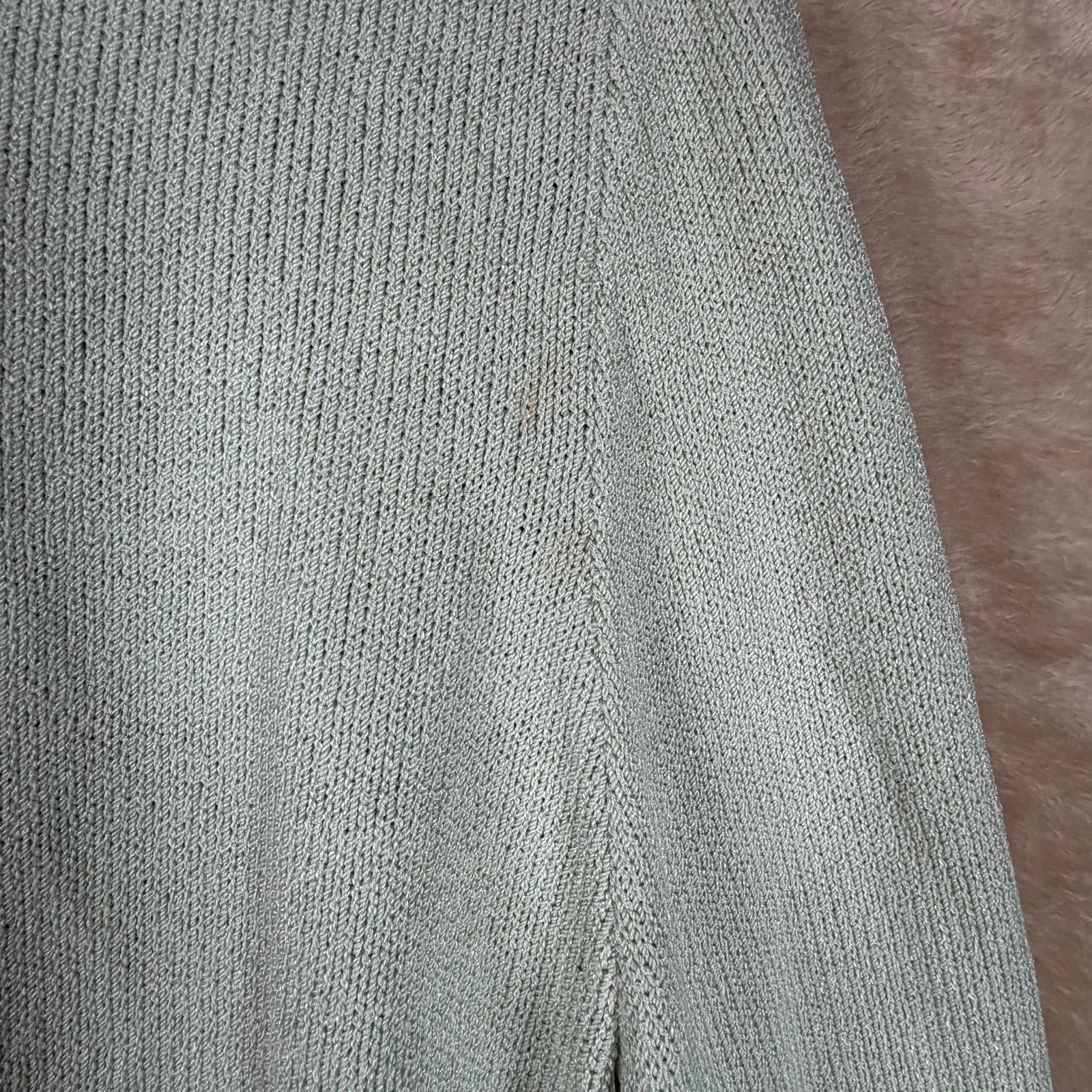 J.S.S. Vintage Mint Green Wool Blend Knit Skirt Set Petite Made in USA Cardigan