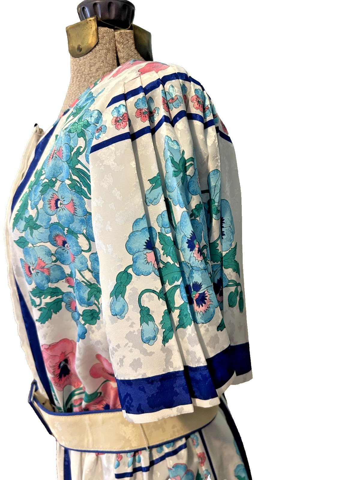 Silky Garden Pansy Print Calif Designs Dorothy Samuel 1980s does 40s Dress M