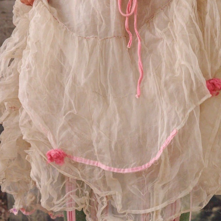 Magnolia Pearl Silk Organza Ruffled Layered Skirt Whimsy Handmade Pink Roses NWT