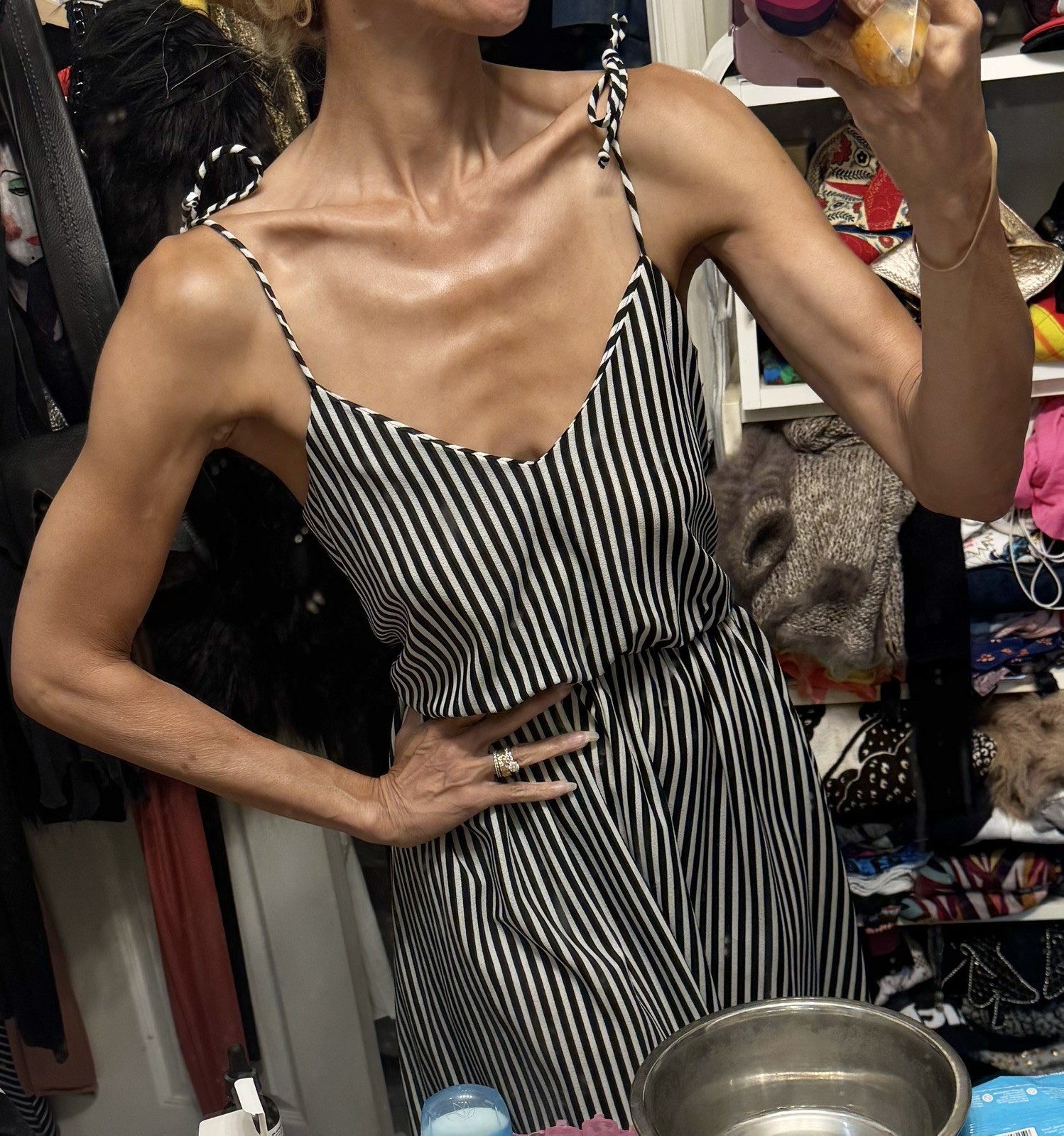 Vtg Diamond’s Run Wayne Harem Striped Jumpsuit Disco Studio 54 70s Dress S M