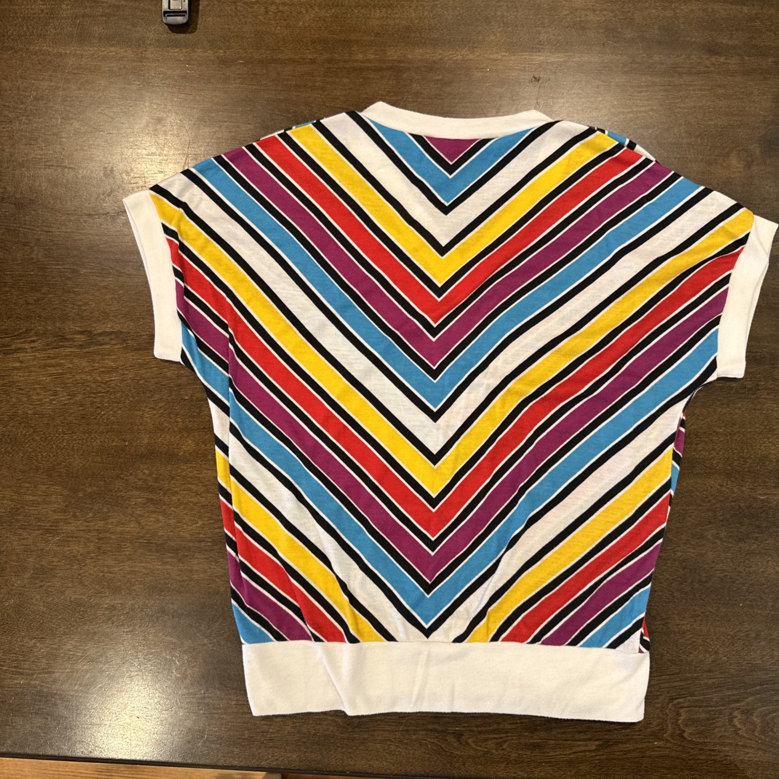 Vintage 80s Eyefuls Chevron Vee Stripe Short Sleeve Tee Shirt Women’s Large