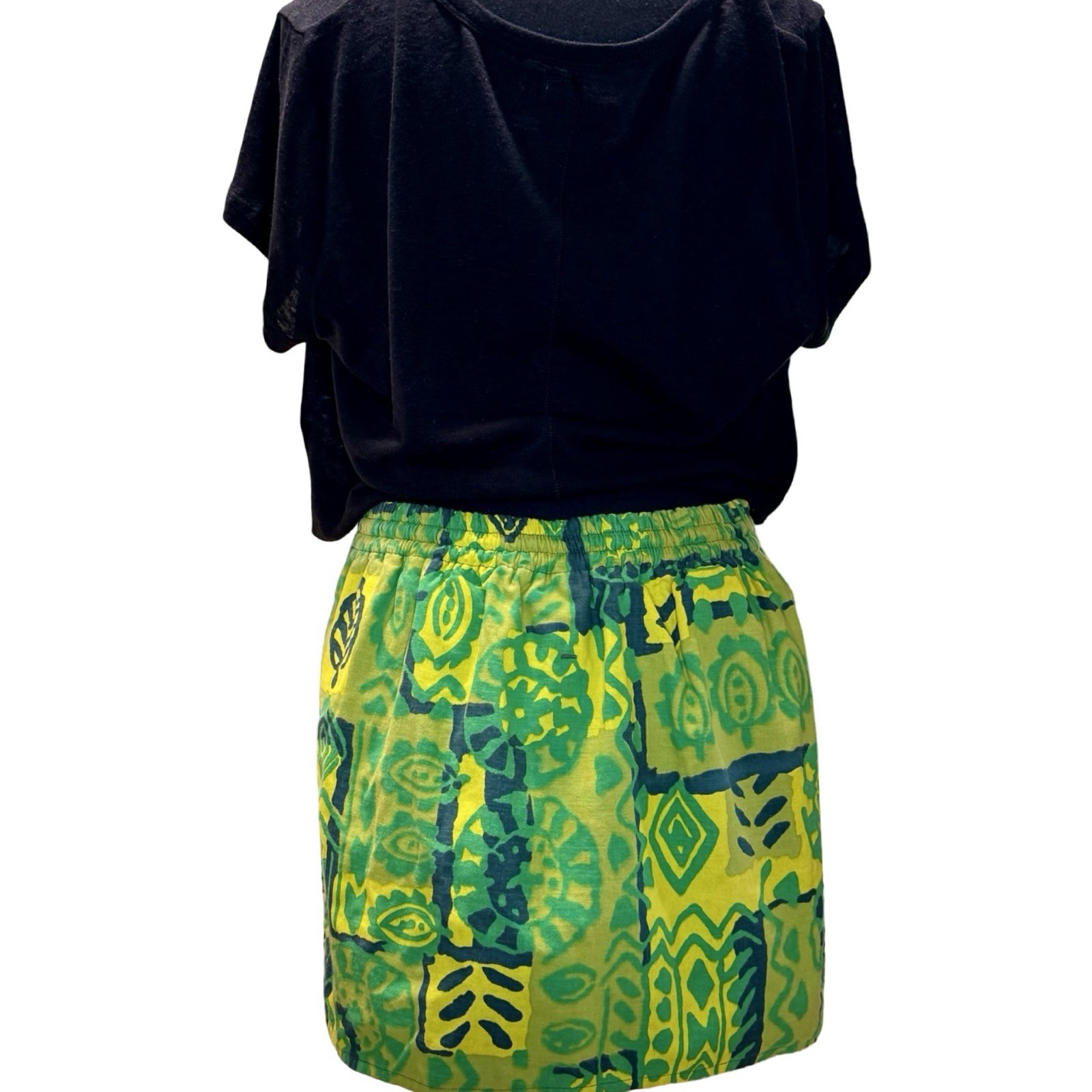 Vintage 1960s Green Geometric Mid Century Swim Skirt Warriors Brentwood Size L