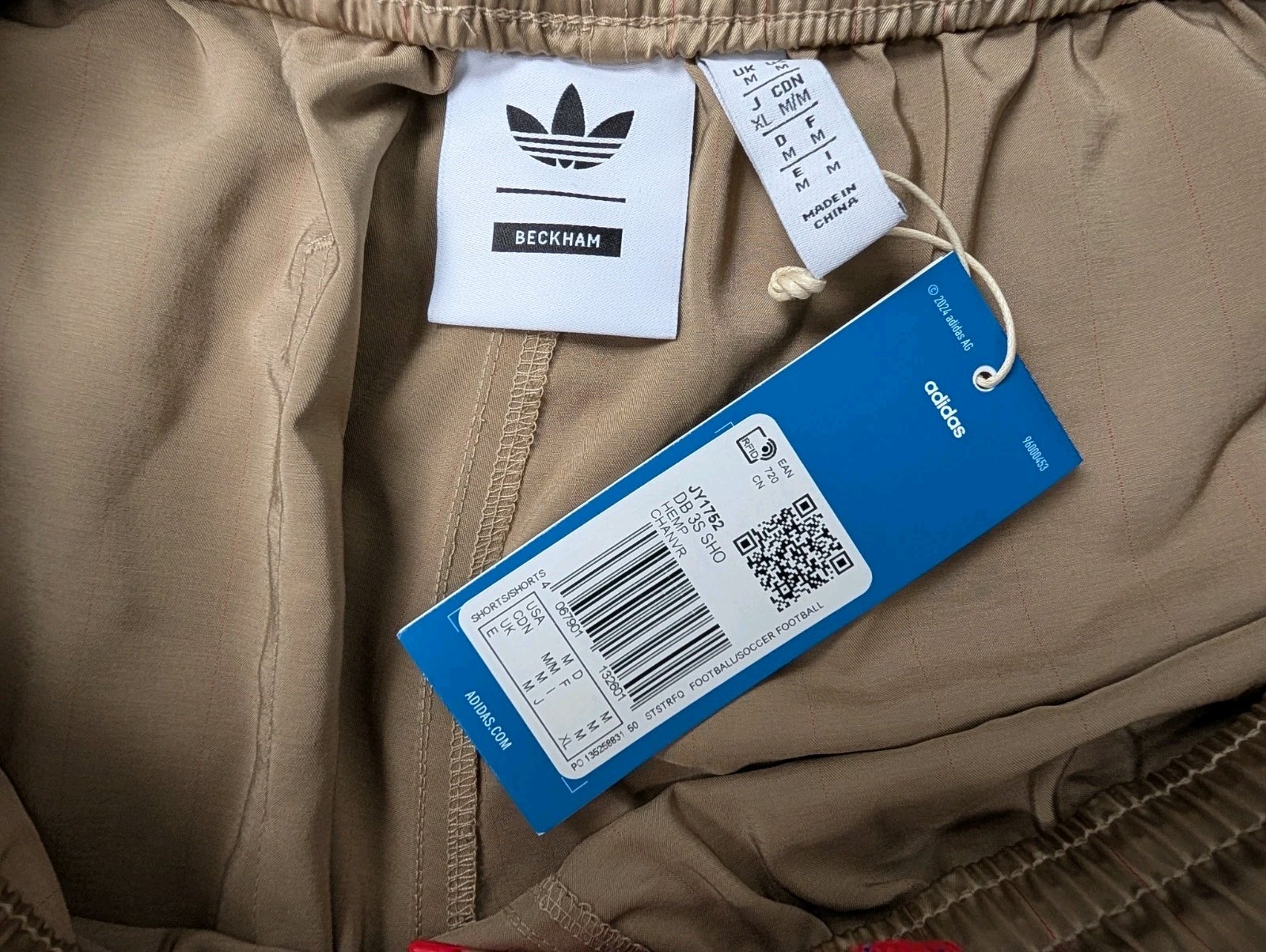 ADIDAS New Sprinter Glanz Shorts M Backham Sports Vintage Beige Football Gym