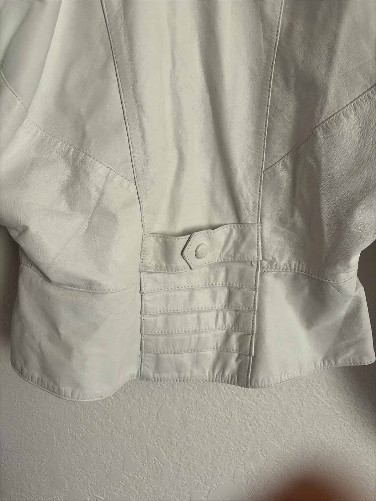 Yucatan Bay Vintage White Leather Cropped Moto Jacket GORGEOUS! Medium