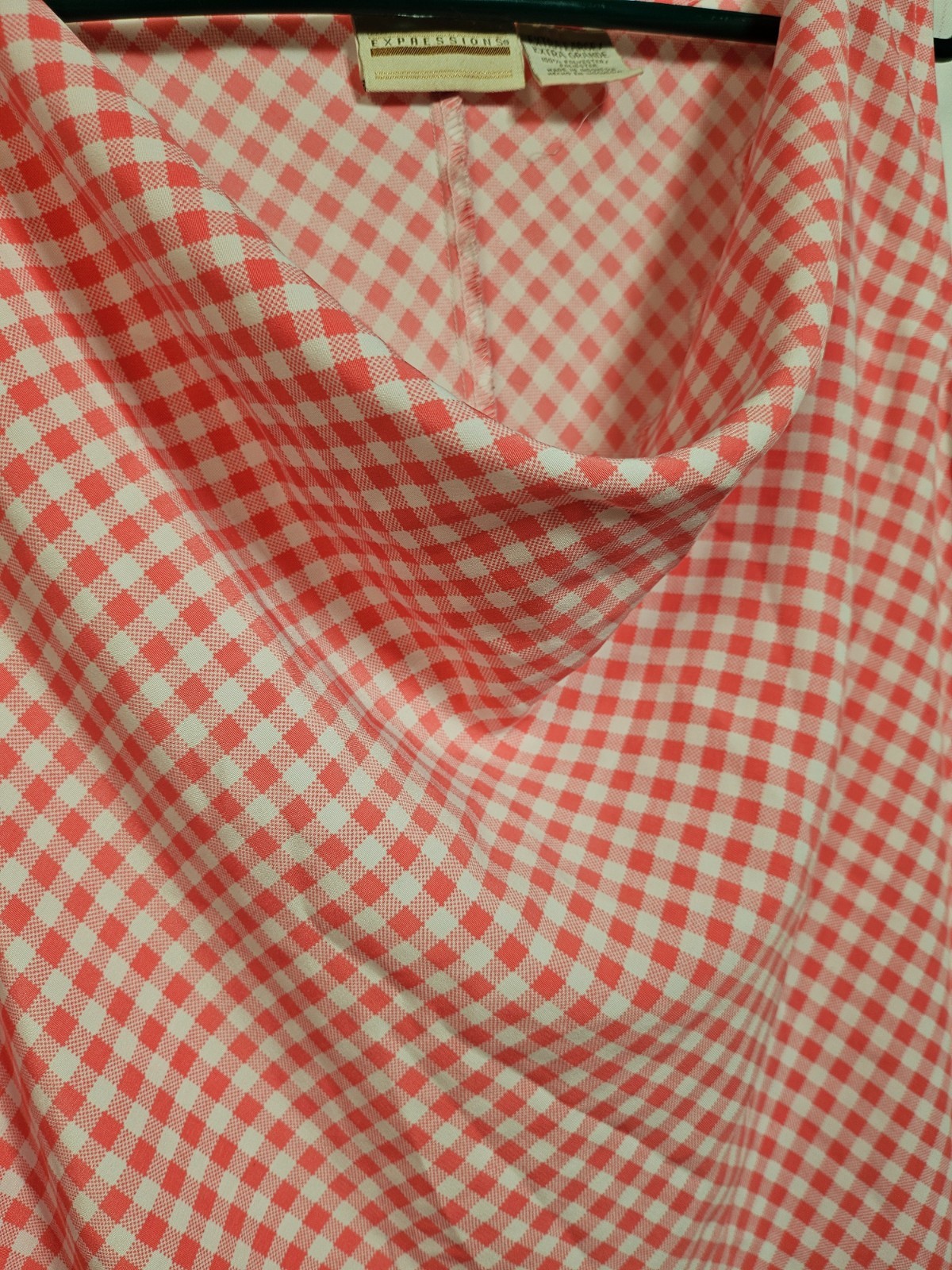 VTG Expressions 1990’s Style Coral Checkered Sleeveless Midi Dress Size XL