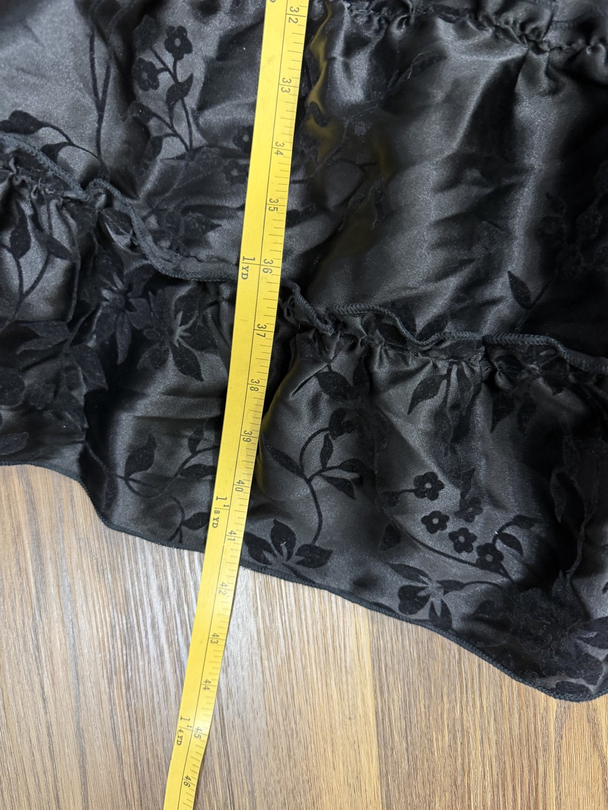 Vintage Y2K 90s Glam Satin Babydoll Slip Midi Dress Whimsigoth Floral Black L