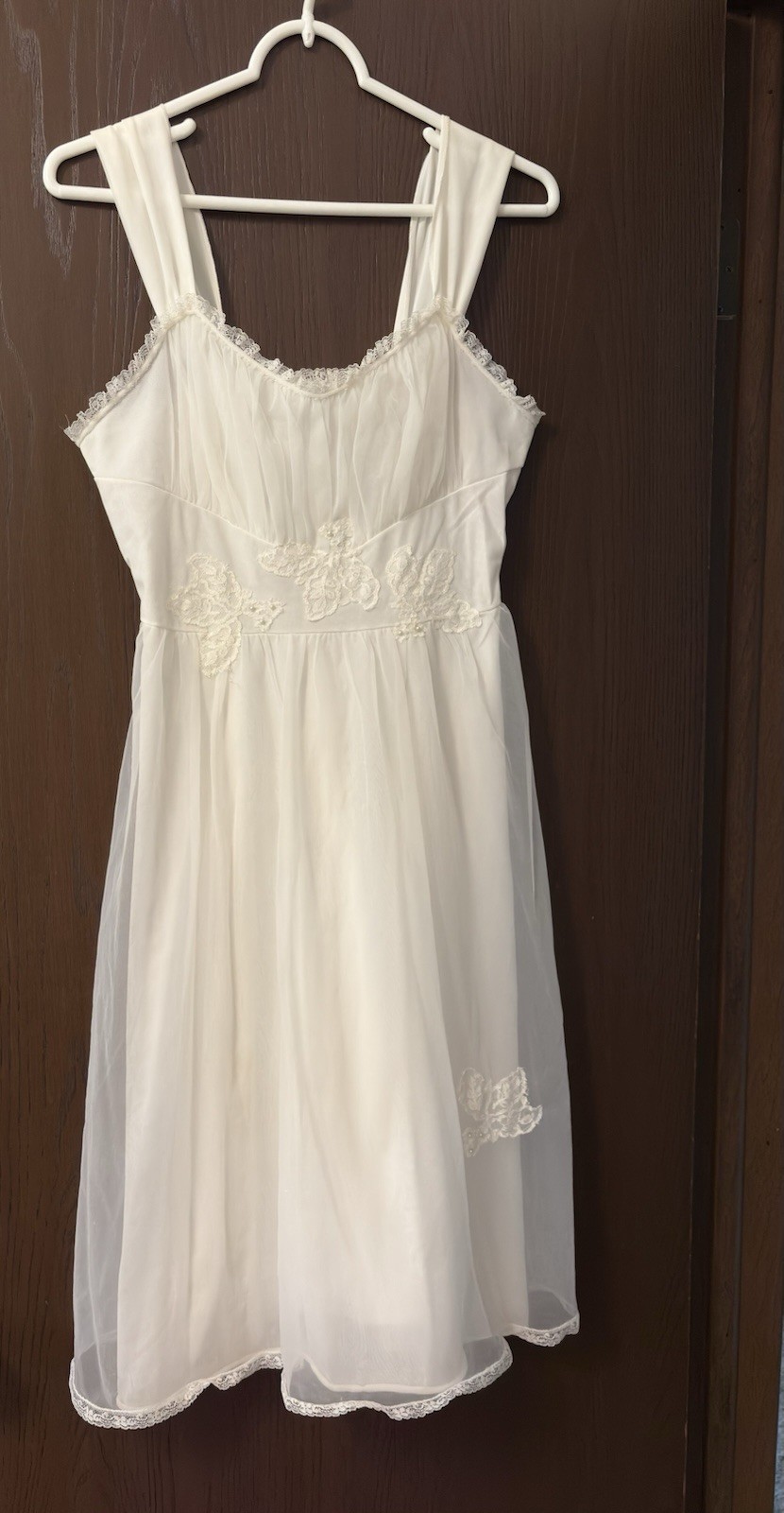 Gorgeous Gotham Gold Stripe Vintage Slip Size 34 Lingerie Negligee Lace Pearls