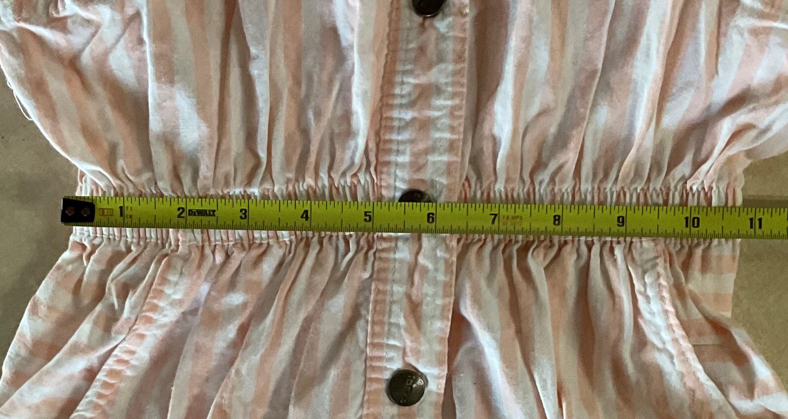 1980s Pink and White Striped Pop Collar Dress with Pockets by Ideas Size Medium