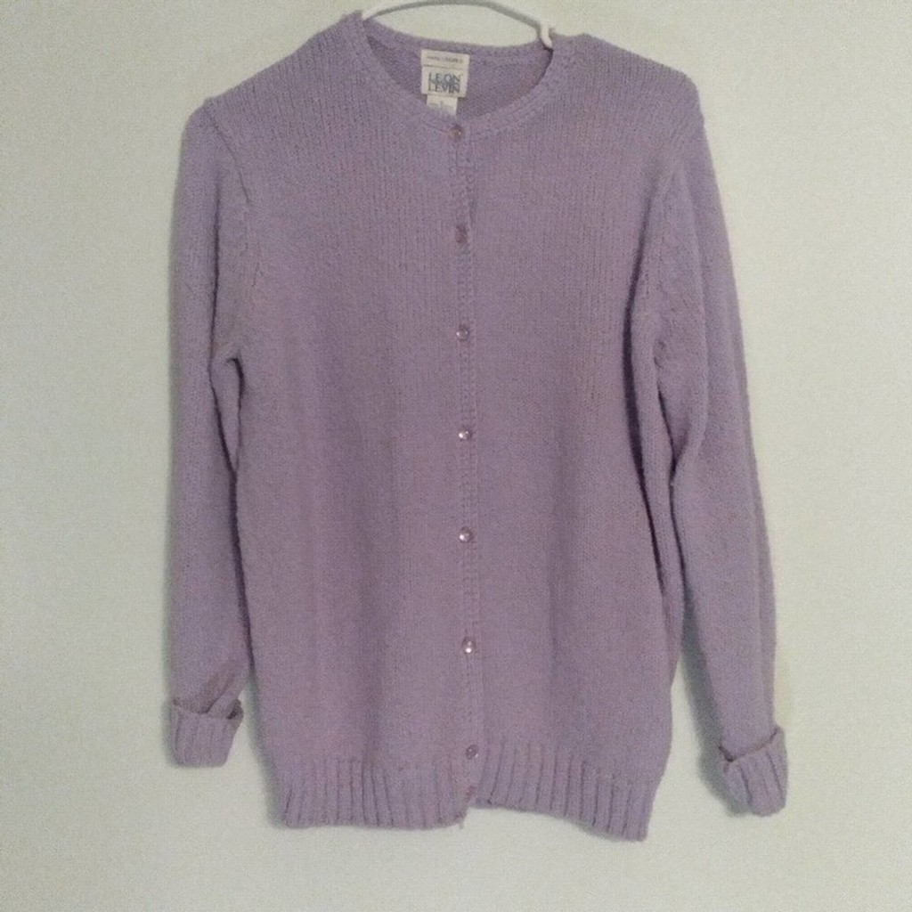 LEON Levin Hand Loomed Lilac Cardigan Sweater