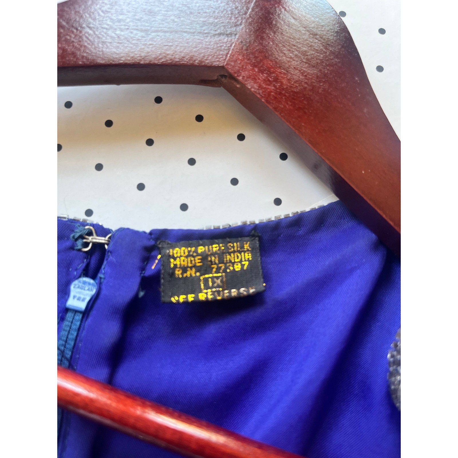 Mark & John by Sam Silk Beaded Sequin Dress Royal Blue Vintage 1X Midi Formal