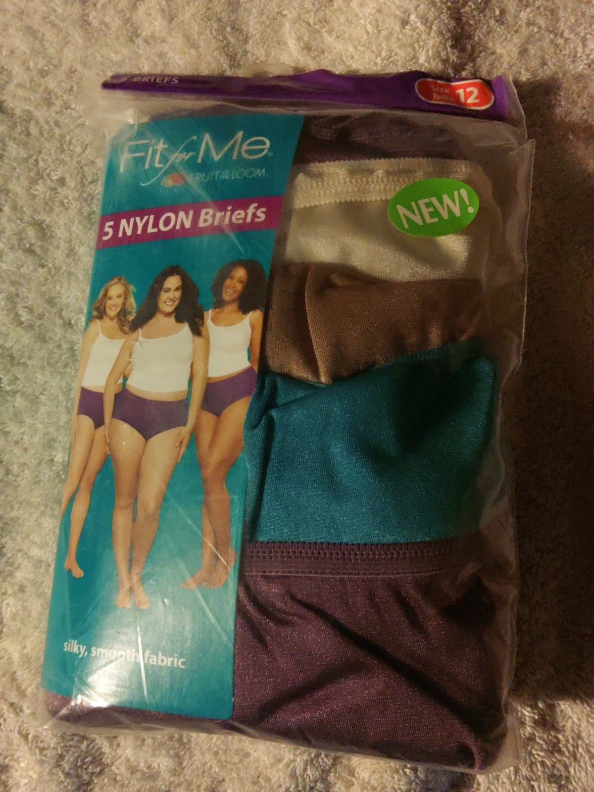 Sz 12 fruit of the loom 100% nylon Brief panties 5 Pack Silky Soft