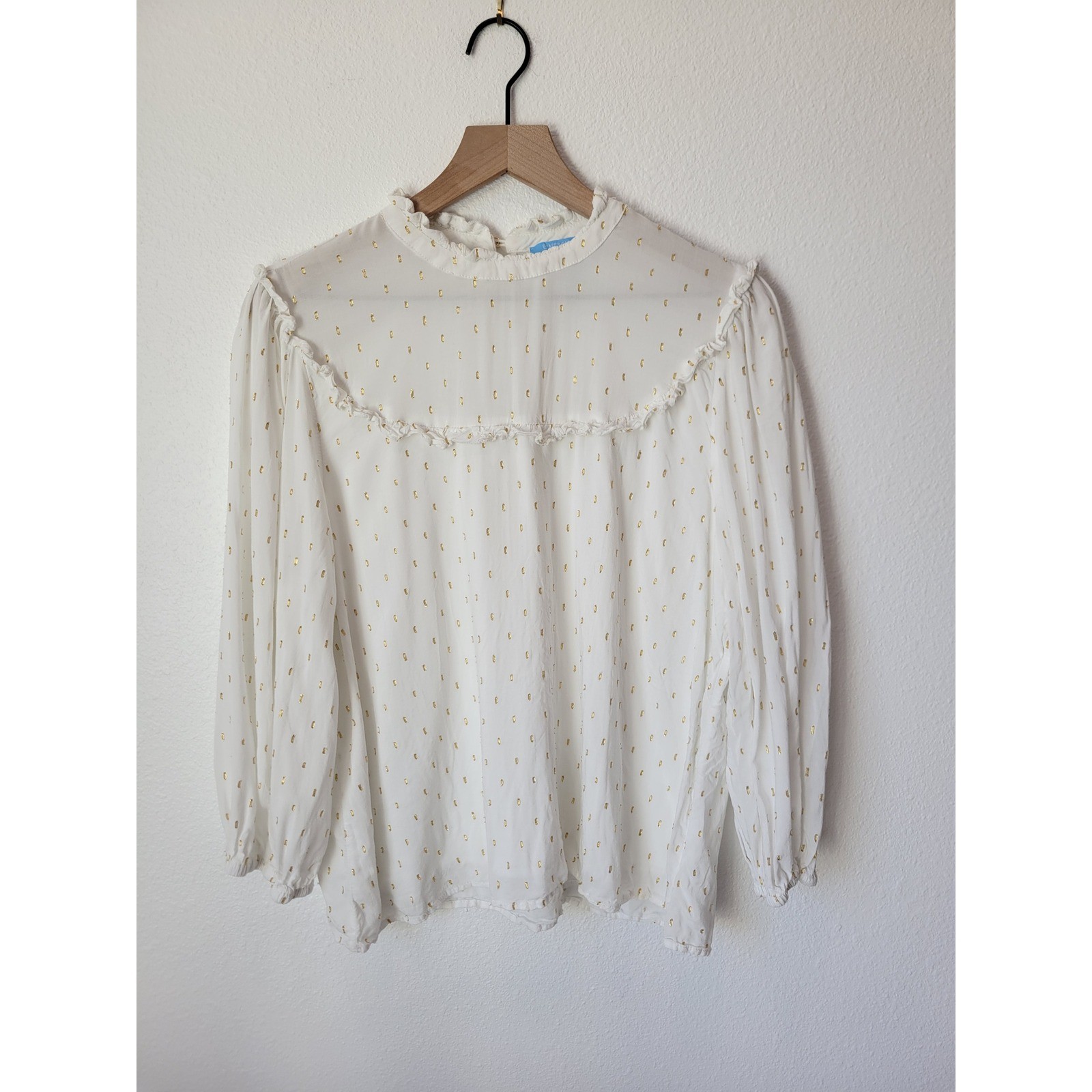 Draper James RSVP Metallic Clip Dot Ruffle Blouse – Women’s XL – Cottagecore