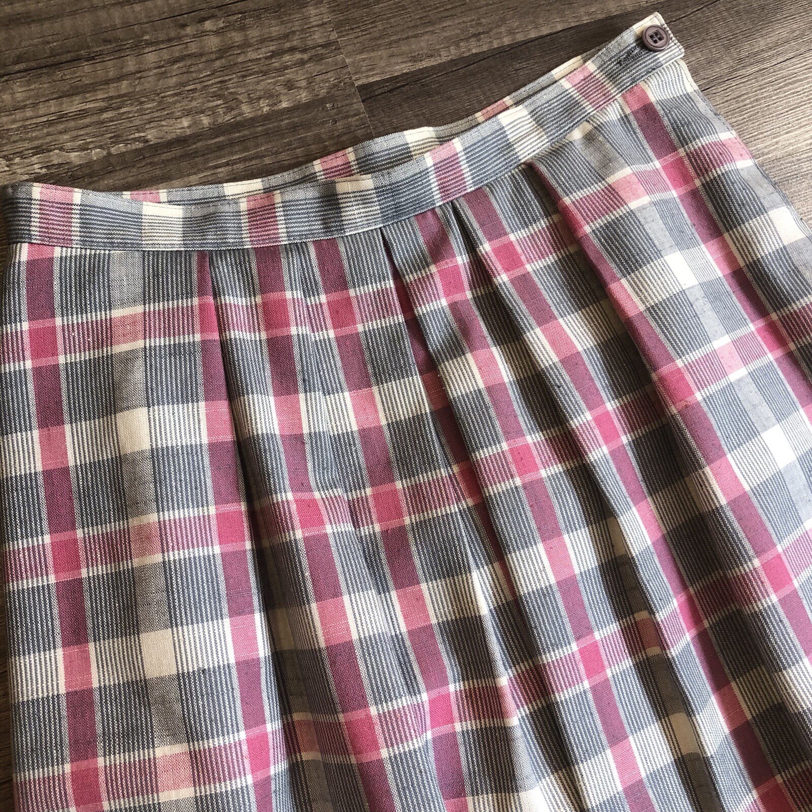 VTG Pendleton Country Sophisticates Skirt Womens S Pink Plaid Pleated Midi Silk