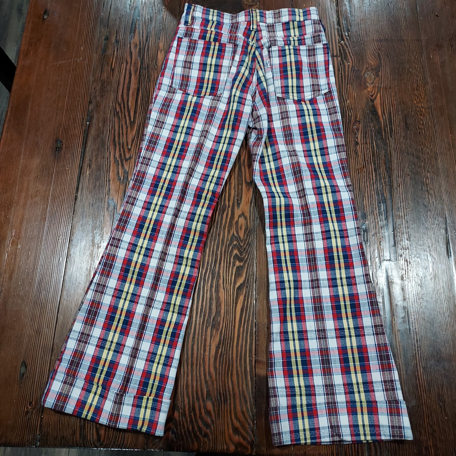 VTG 70’s Levi’s Boys Sta-Prest Plaid Flare Slacks Reg 12 Made in USA