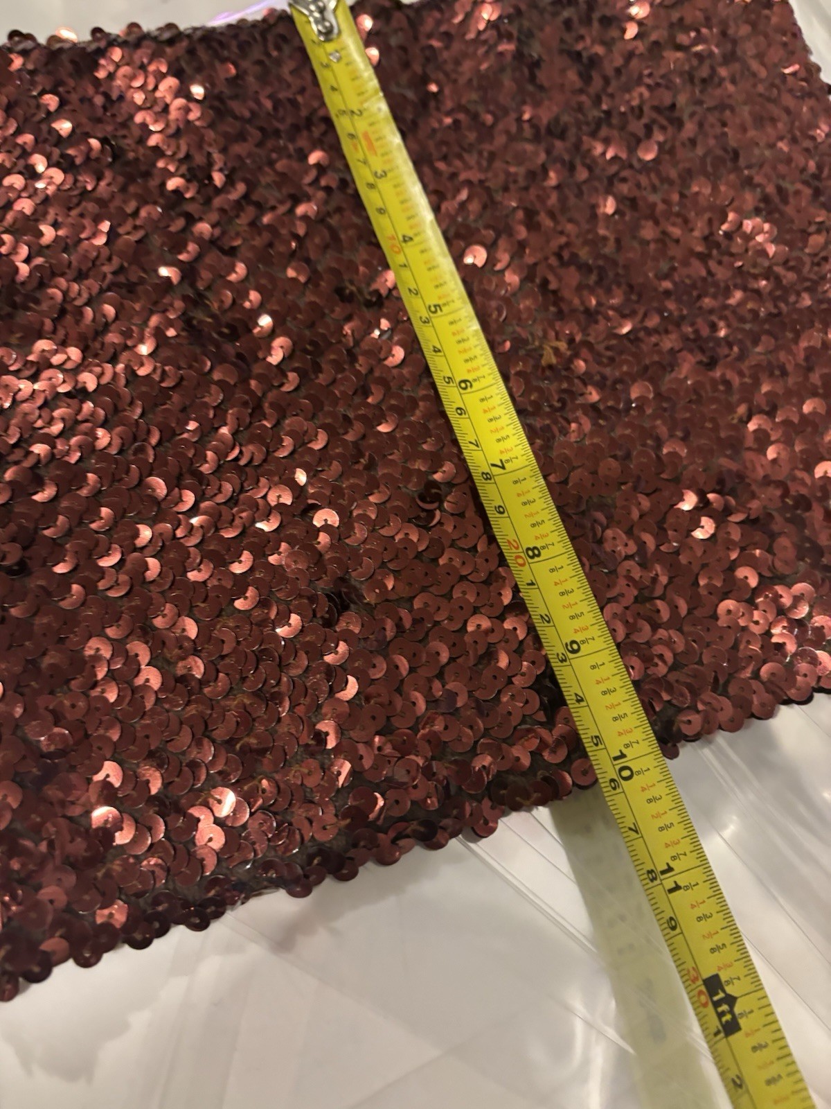 Vintage 1980s 90s Copper Brown Disco Sequin Tube Top Crop Top sz S USA Retro