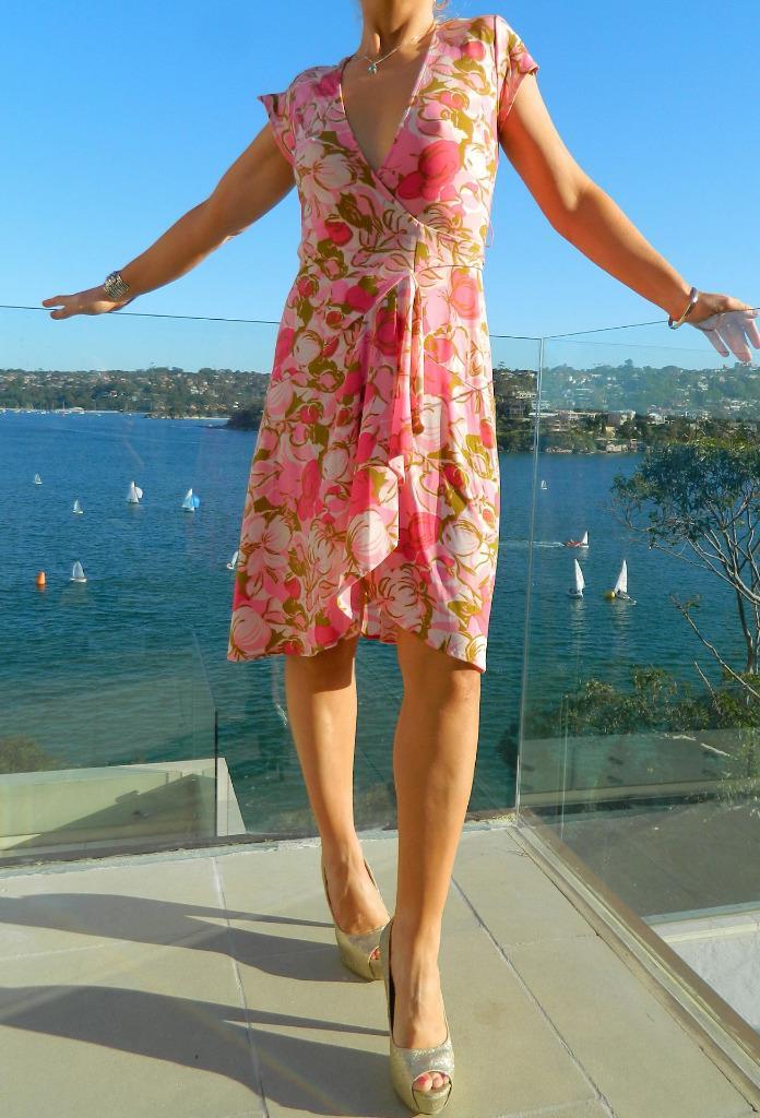 VINTAGE Stitches Petites Sassy Resort Glam Wrap Retro Dress