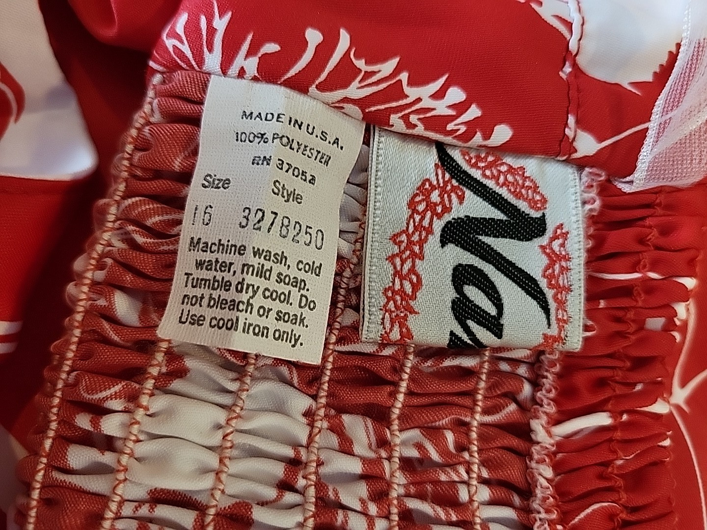 Nani of Hawaii Dress Red Hawaiian Floral Honeymoon Set w His shirt Vtg READ!!