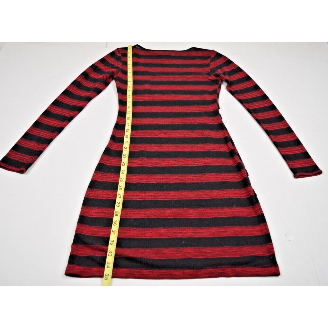 Vintage Mini Dress MSSP Size XS 90s Black Red Striped Bandage Style Soft Stretch