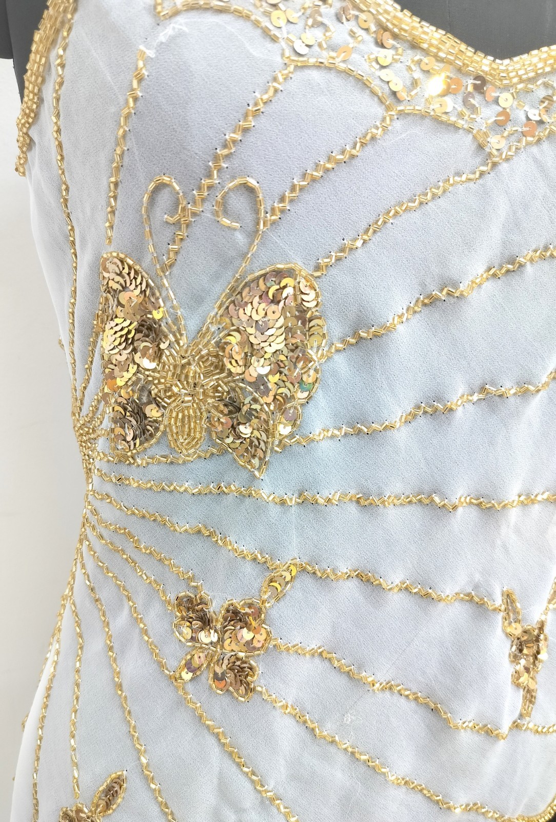 Lot 6 Vintage Y2K Golden Beaded Embroidery Costume Sequin Top Blouse Sheer Tunic