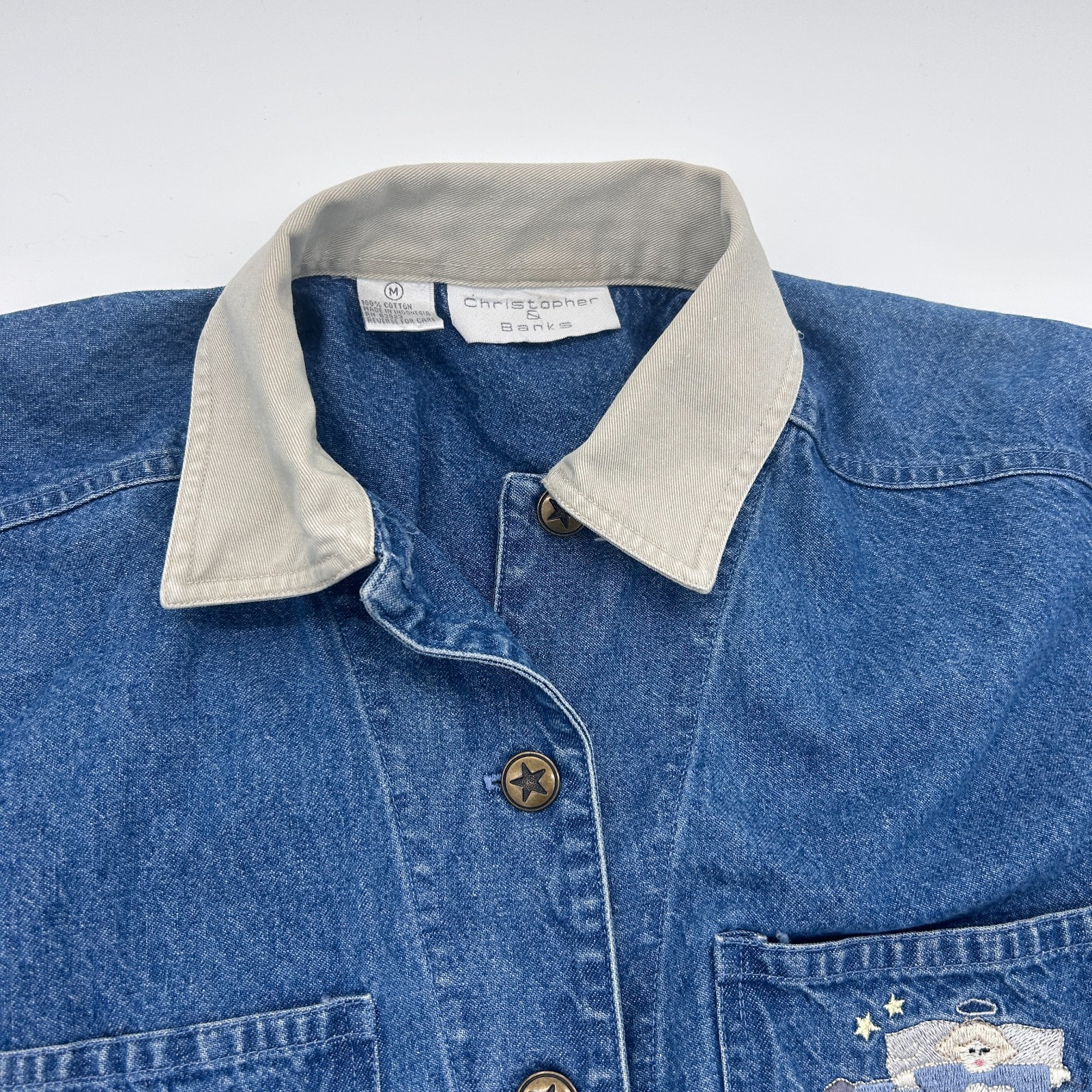 Vintage 90s Denim Chore Jacket Christopher Banks Grandma Core Cottage Medium