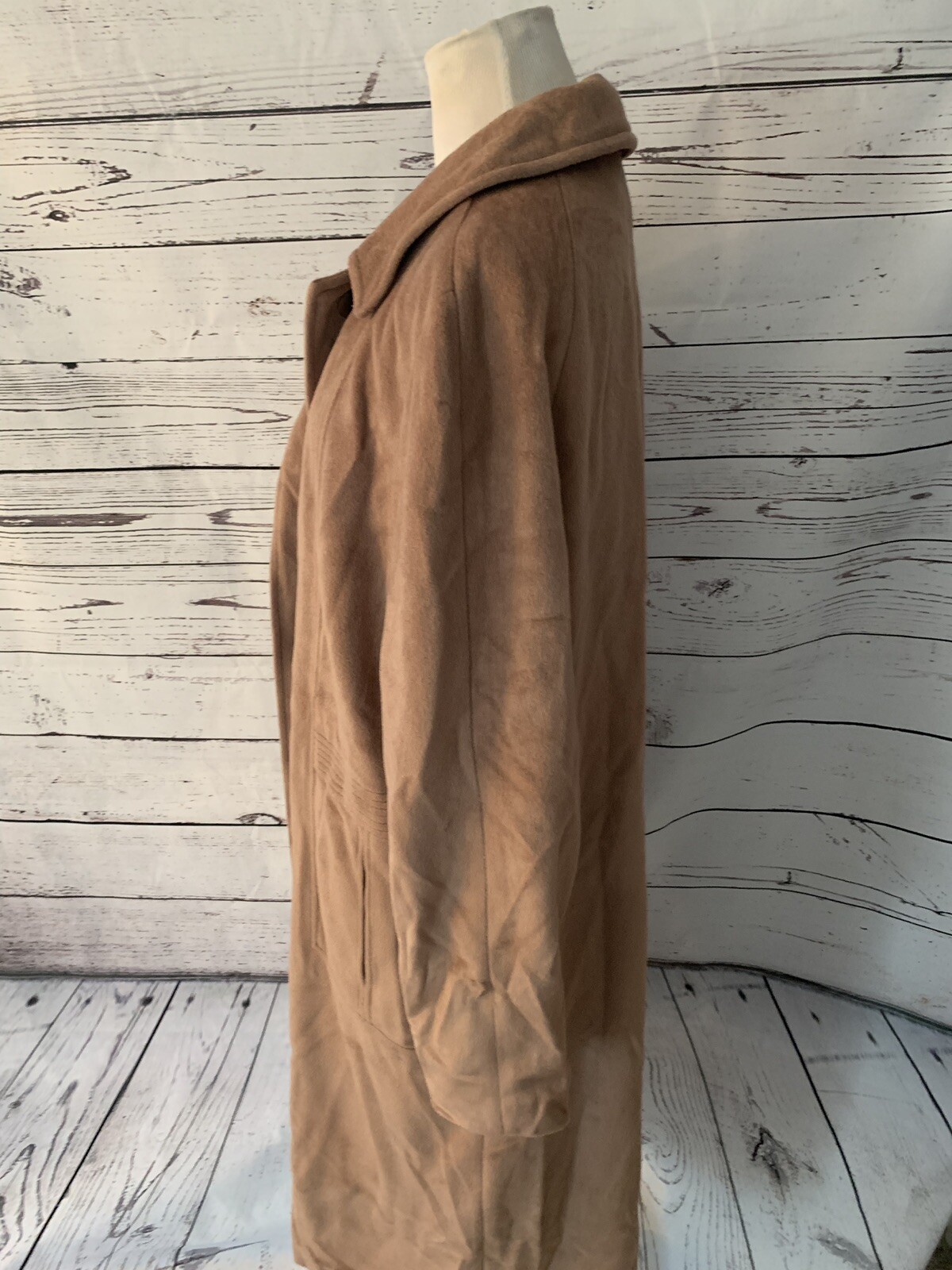 Vintage Kashmiracle Brown Coat By Wellington Fashions Sz XL Lined Trench Coat