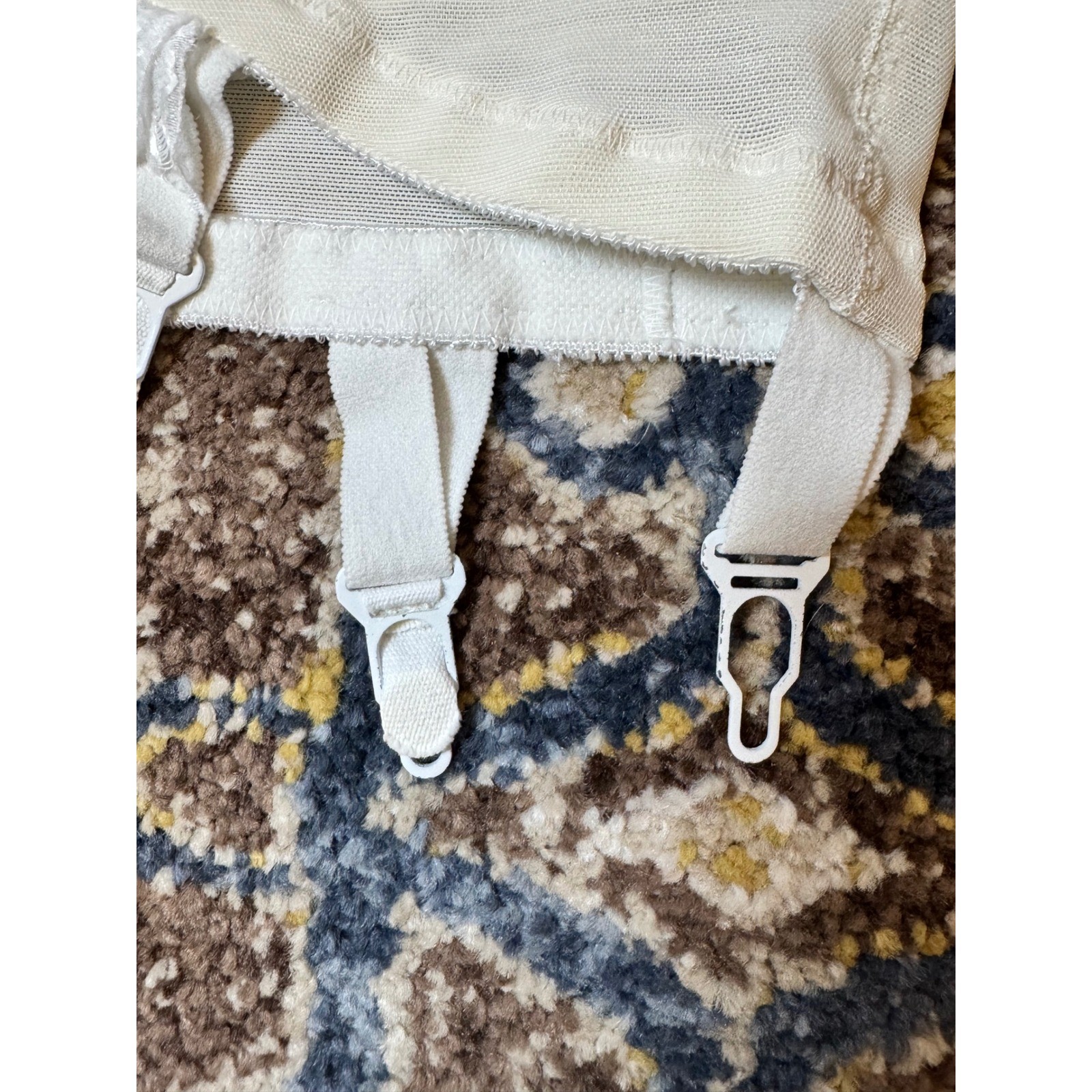 Vintage High Waisted Girdle Set Cream Diamond Stitch Garter Clips Large 29/30