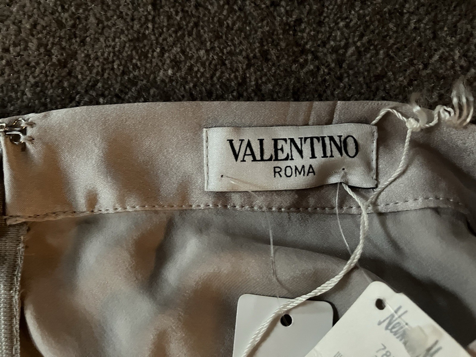 Vintage Valentino Roma, Silver 100% Silk Mini Skirt, Original Tags! Small